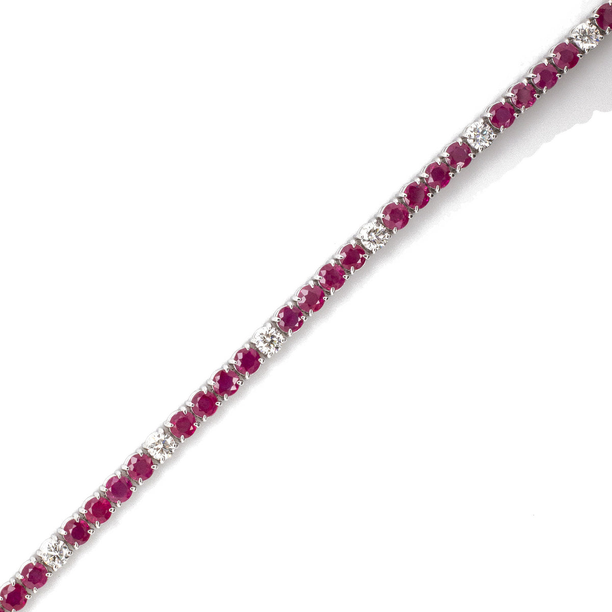 Ruby and Diamond Alternating Tennis Bracelet