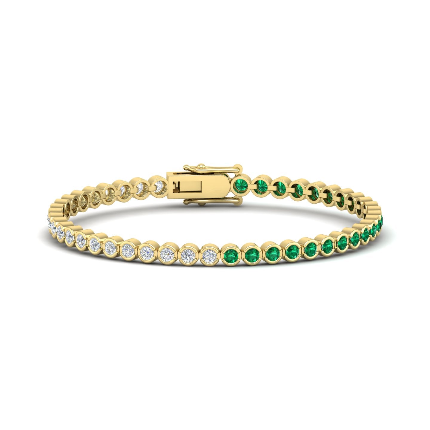 Emerald and Diamond Half and Half Bezel Bracelet