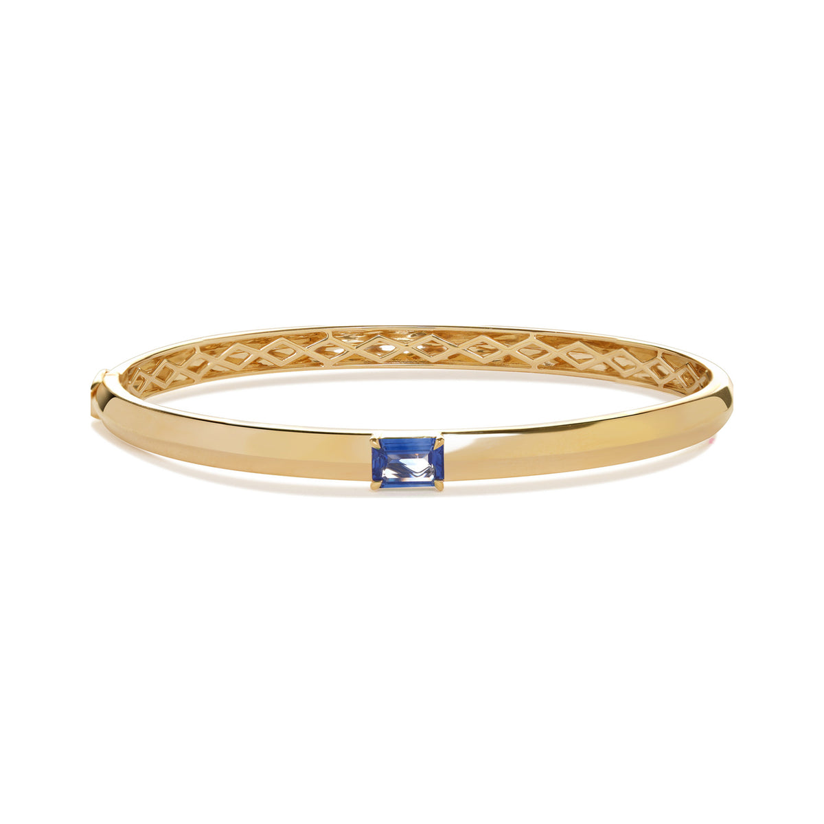 Blue Sapphire Solitaire Knife Edge Bangle