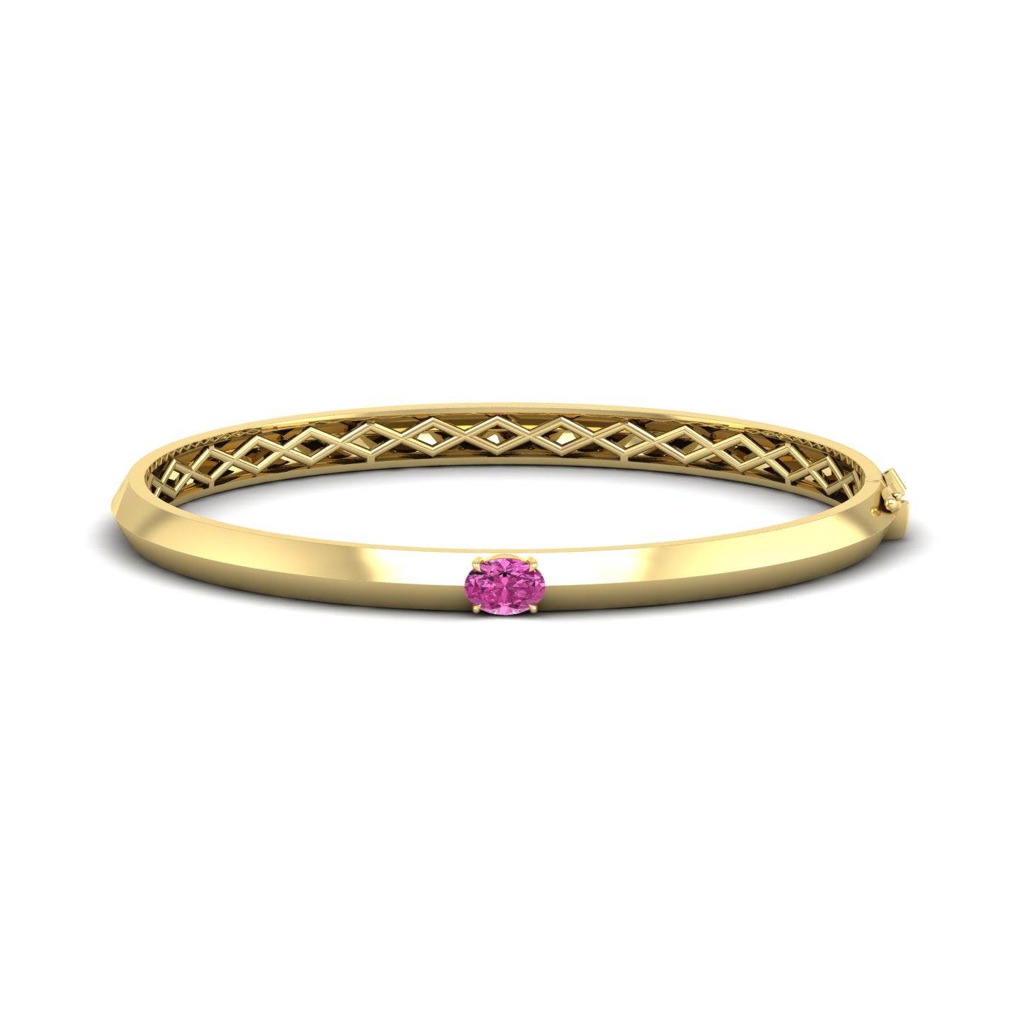 Pink Sapphire Solitaire Knife Edge Bangle
