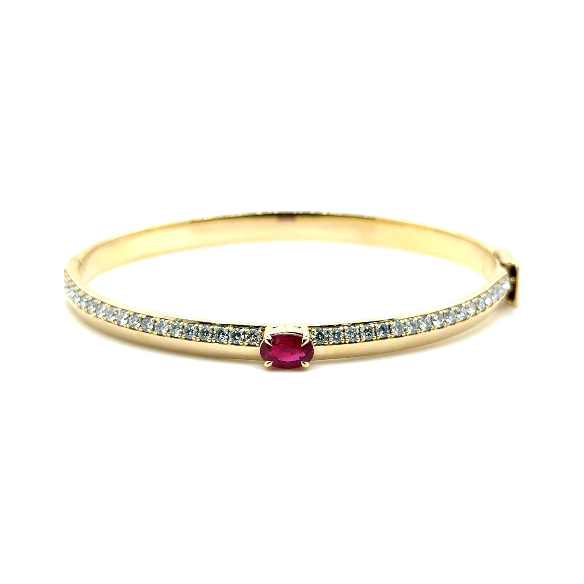 Ruby and Diamond Solitaire Knife Edge Bangle