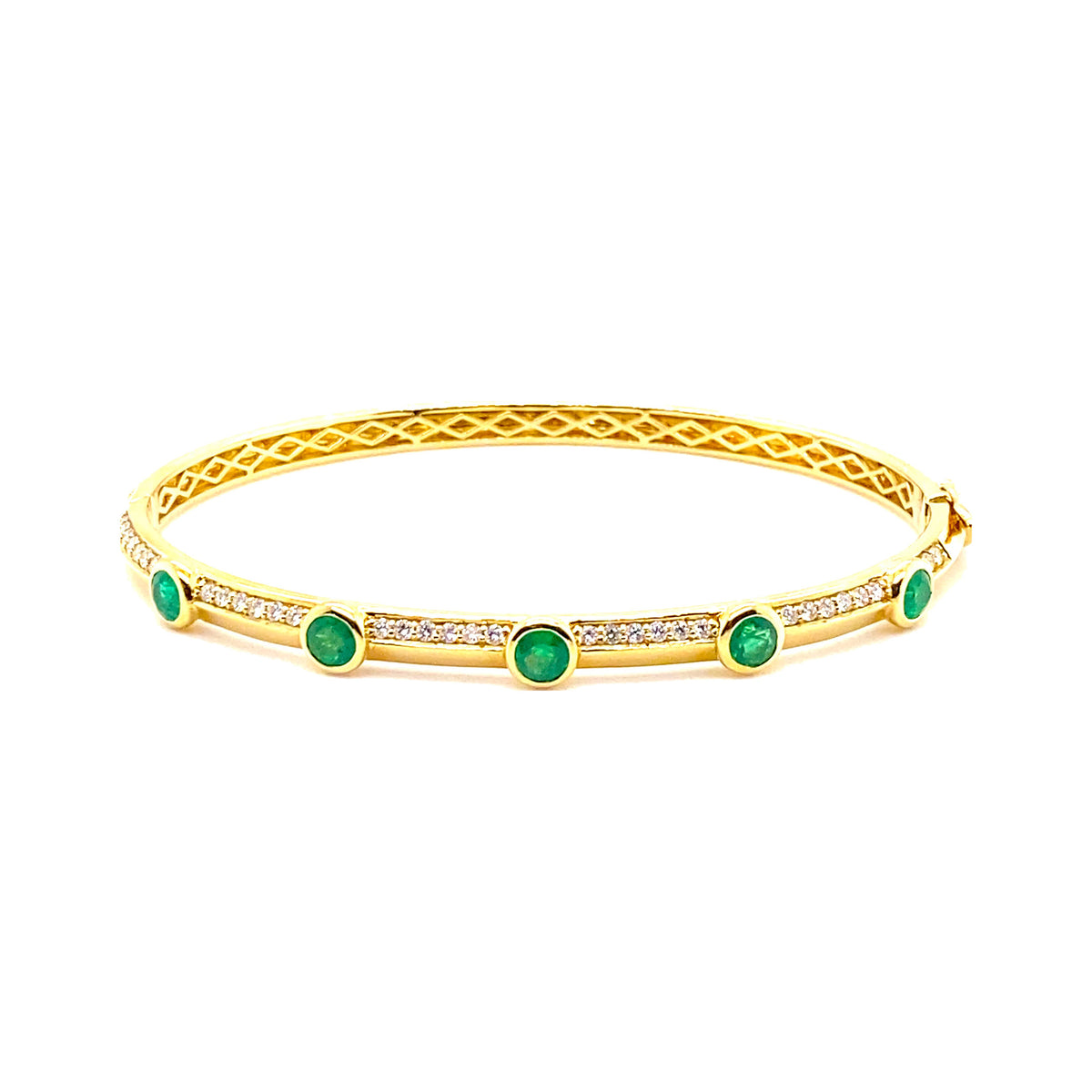 Emerald and Diamond Bezel Bangle