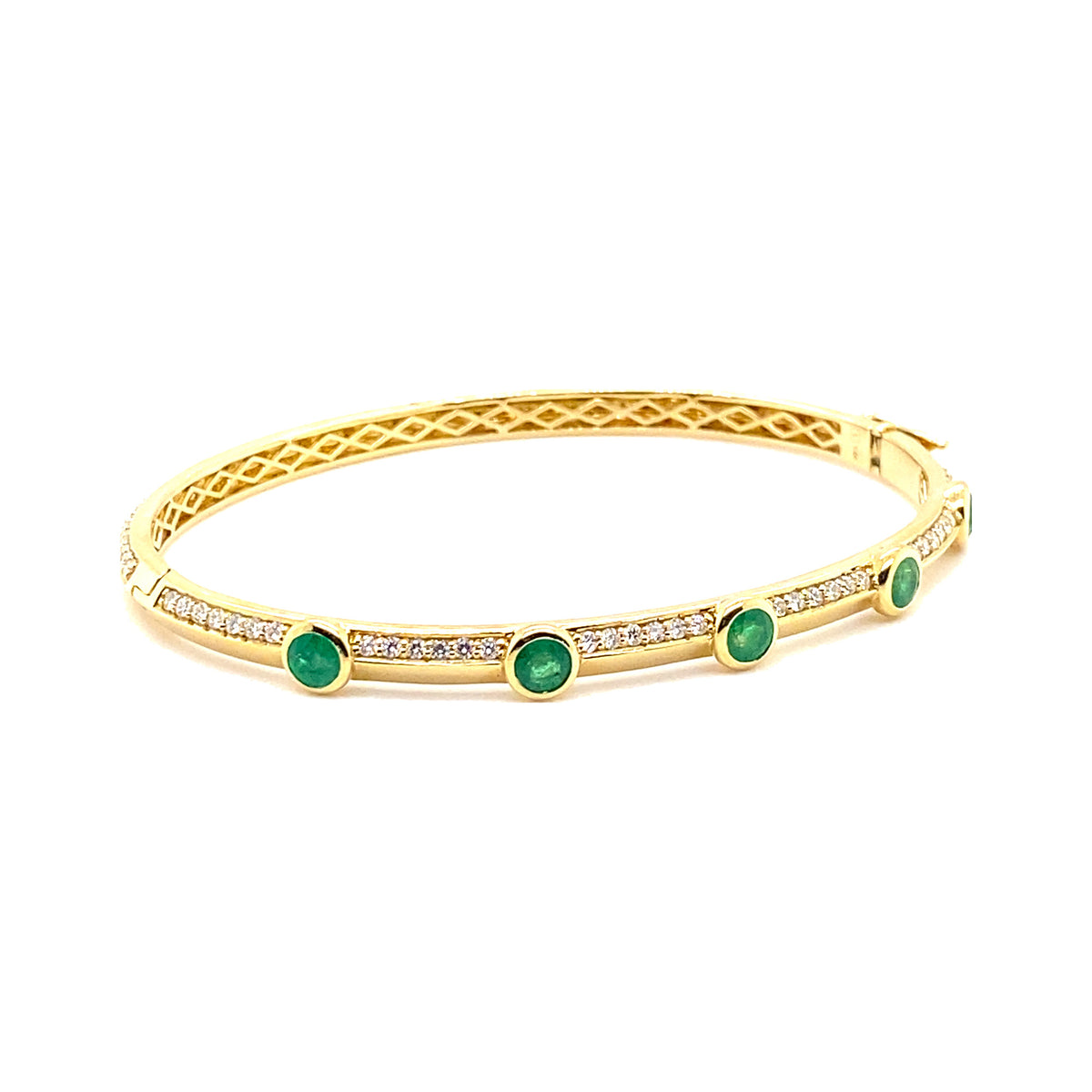 Emerald and Diamond Bezel Bangle