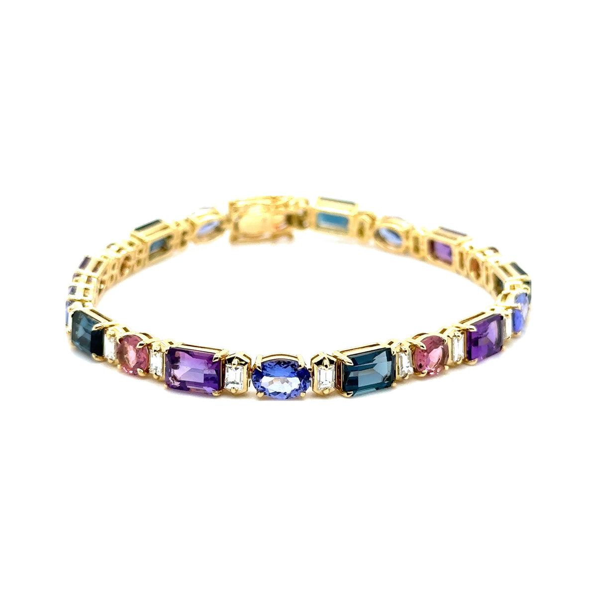 Multi-Stone and Diamond One-of-a-kind Tennis Bracelet