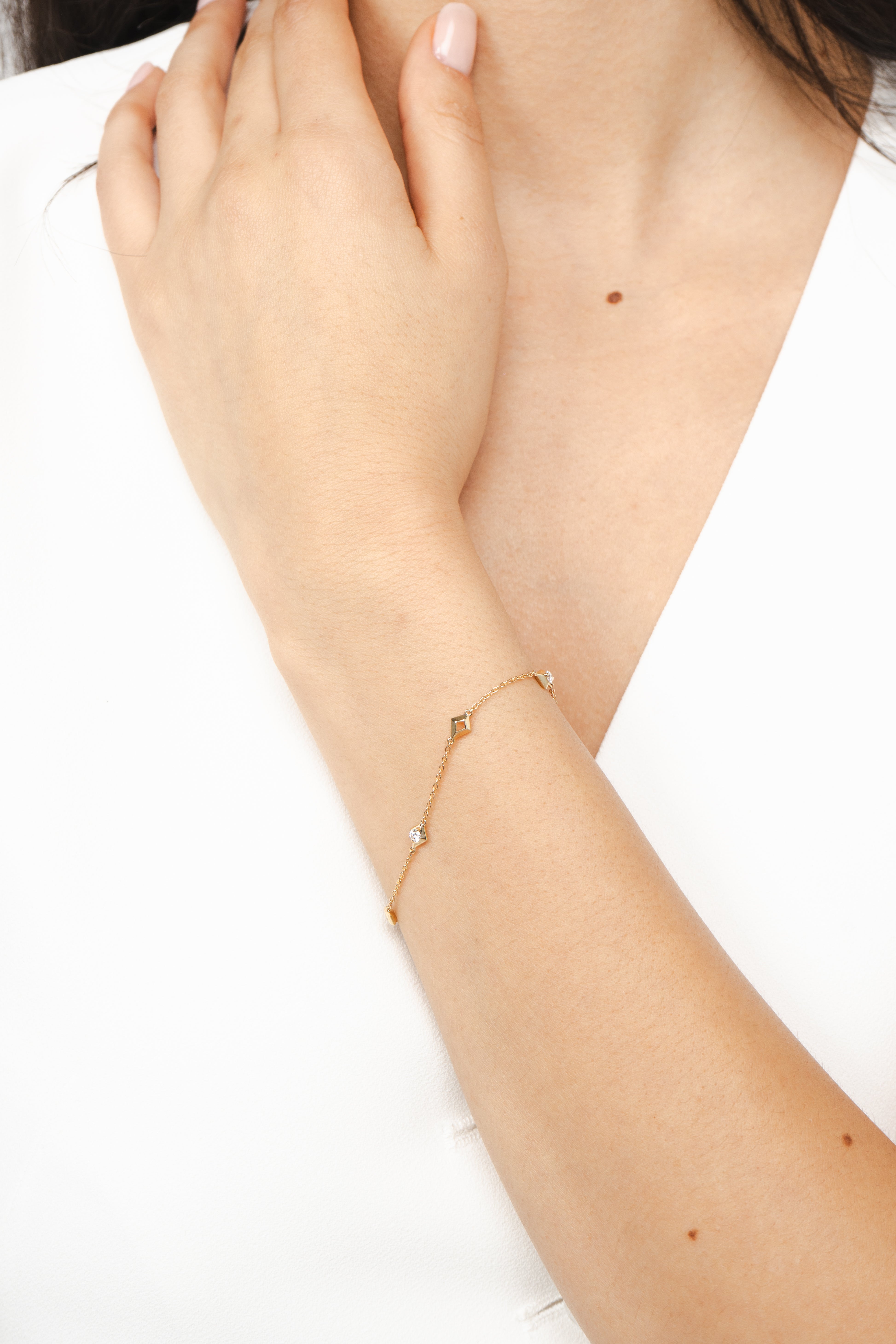 Diamond Station Chain Bracelet