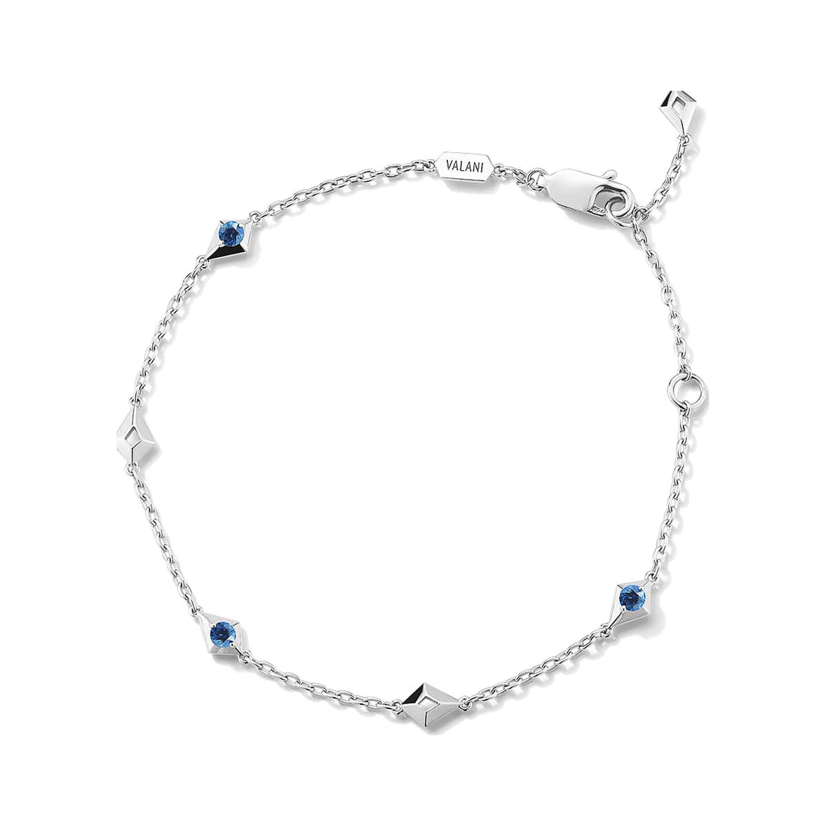 Blue Sapphire Station Chain Bracelet