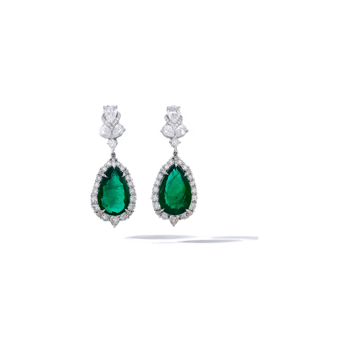 Emerald and Diamond Dangle Earrings