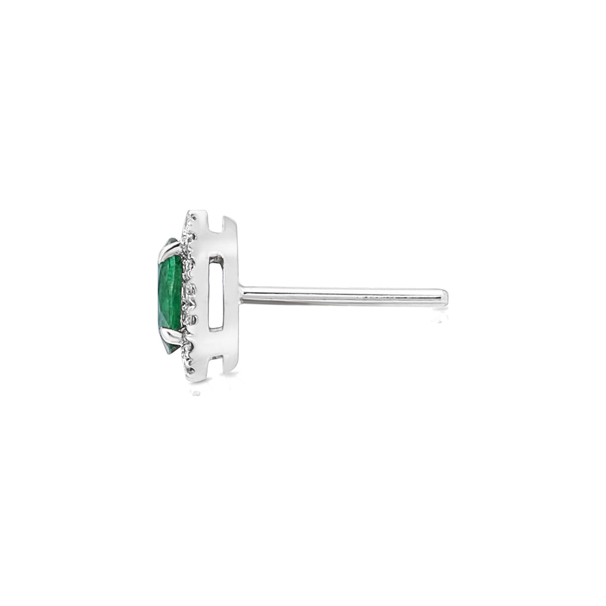Emerald and Diamond Halo Stud Earrings