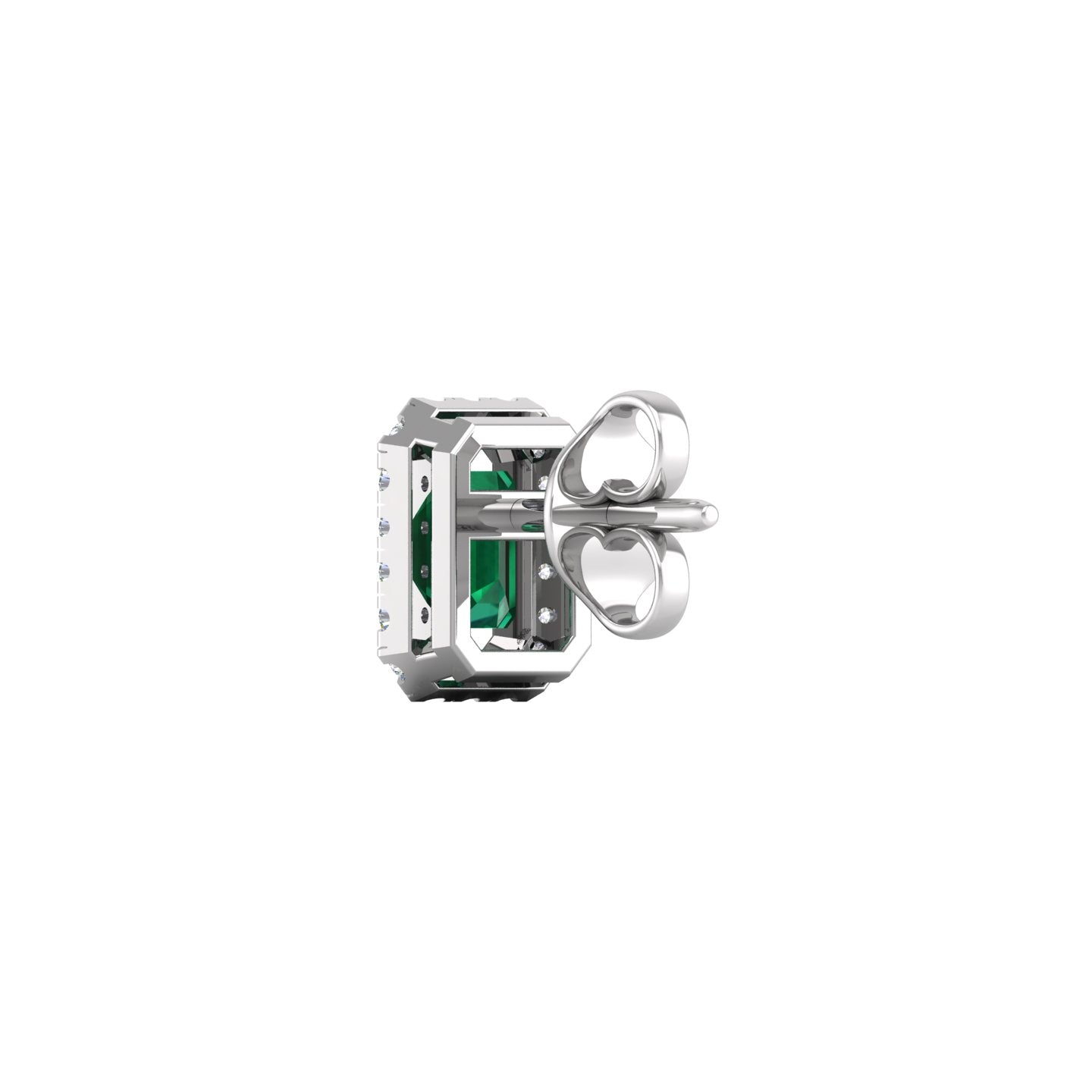 Emerald and Diamond Halo Stud Earrings