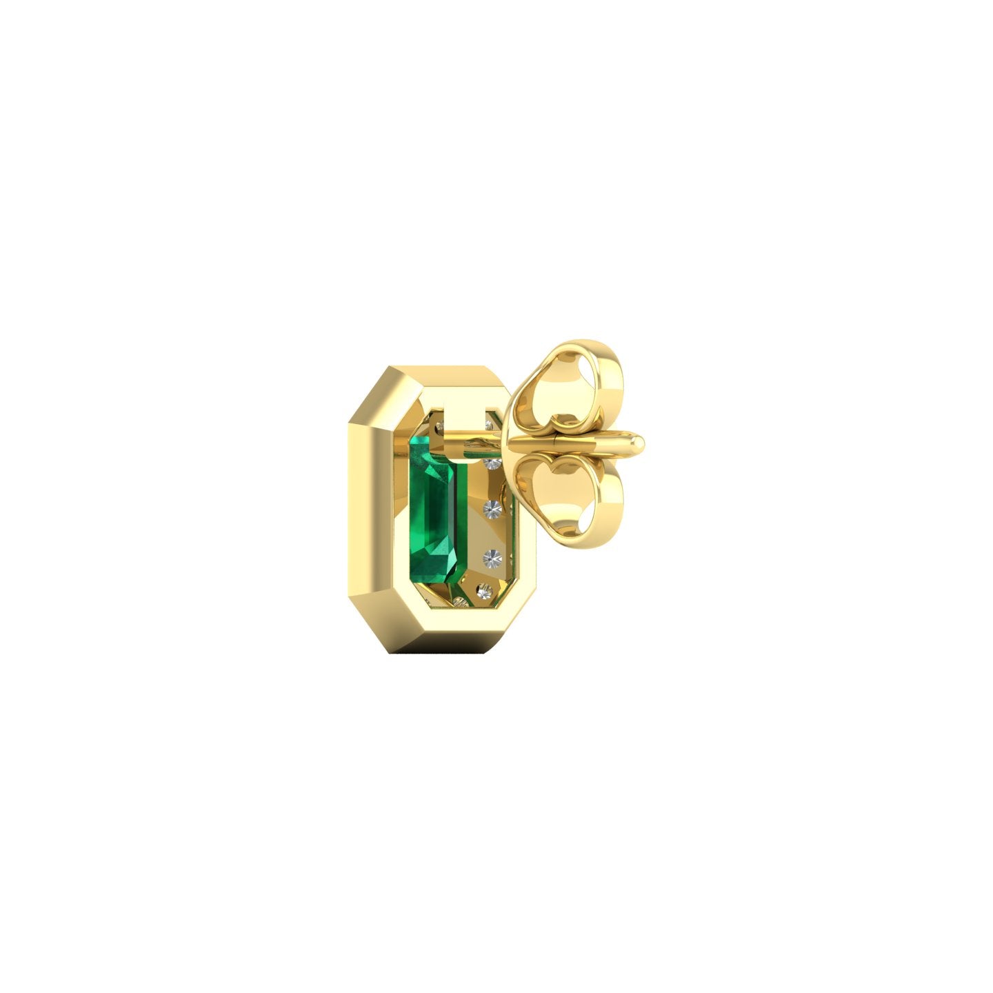 Emerald and Diamond Halo Stud Earrings