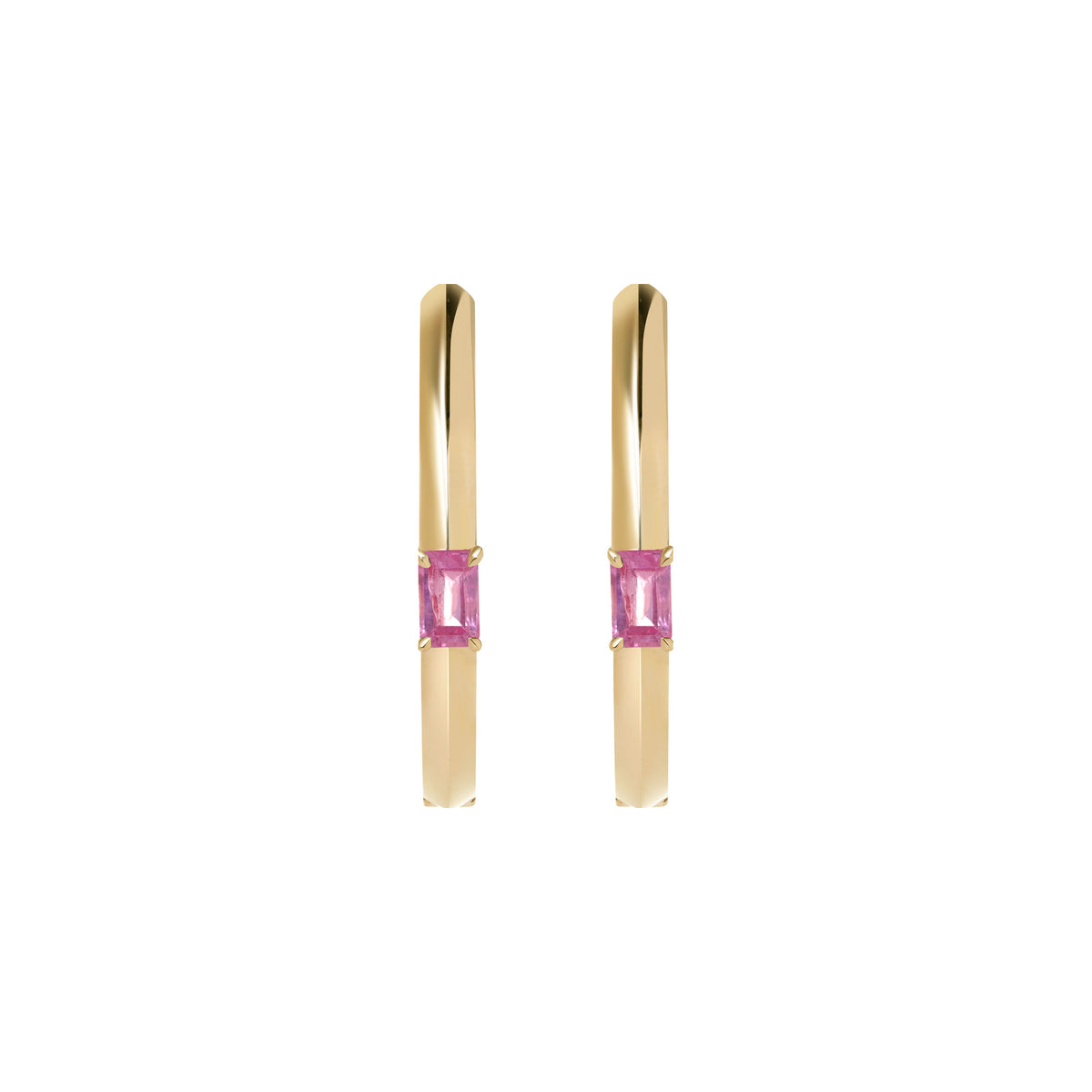 Pink Sapphire Solitaire Hoop Earrings