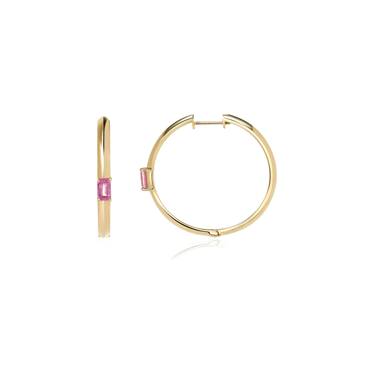 Pink Sapphire Solitaire Hoop Earrings