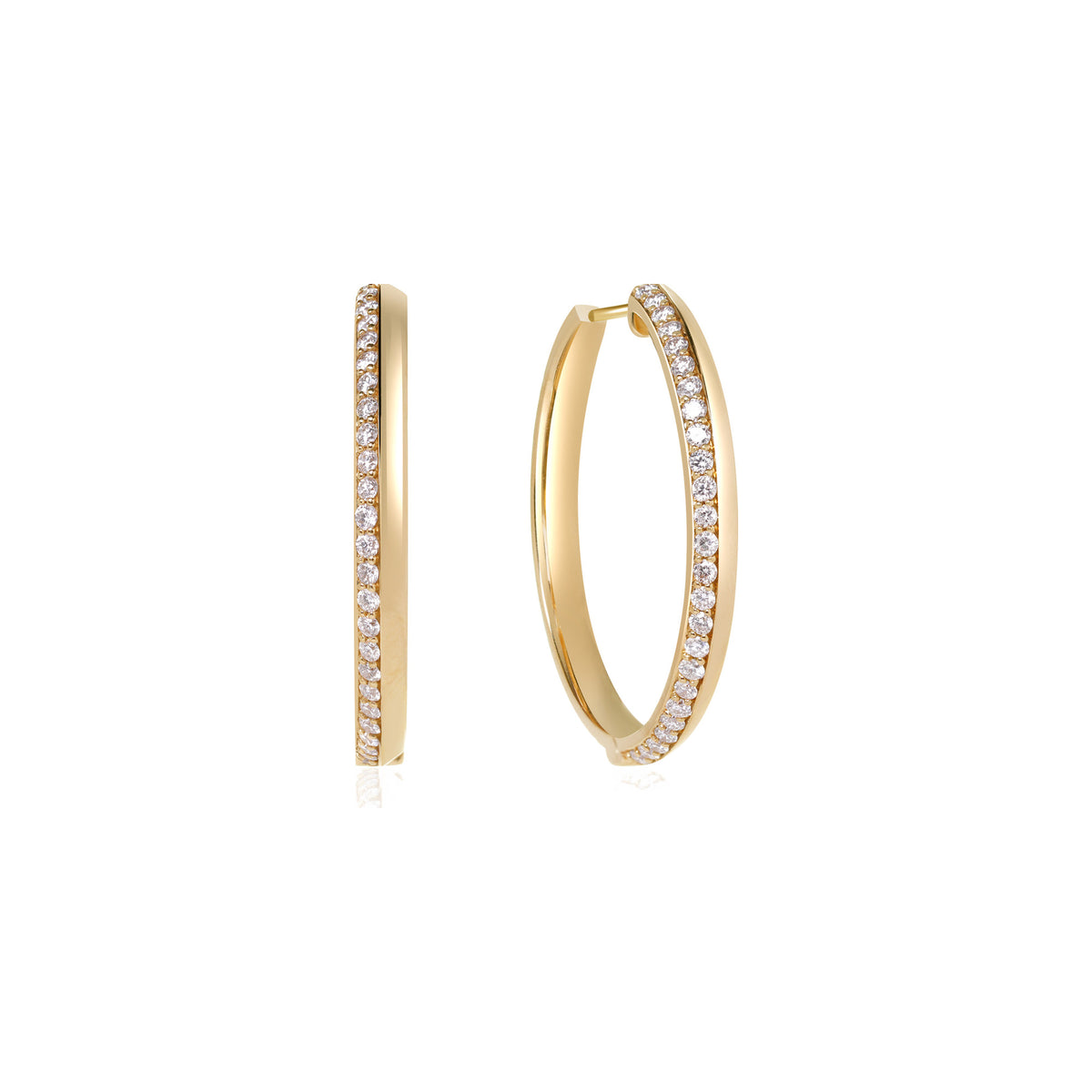 Diamond Knife Edge Hoop Earrings