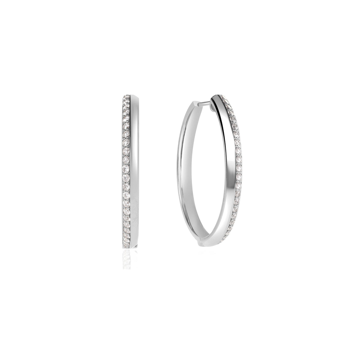 Diamond Knife Edge Hoop Earrings
