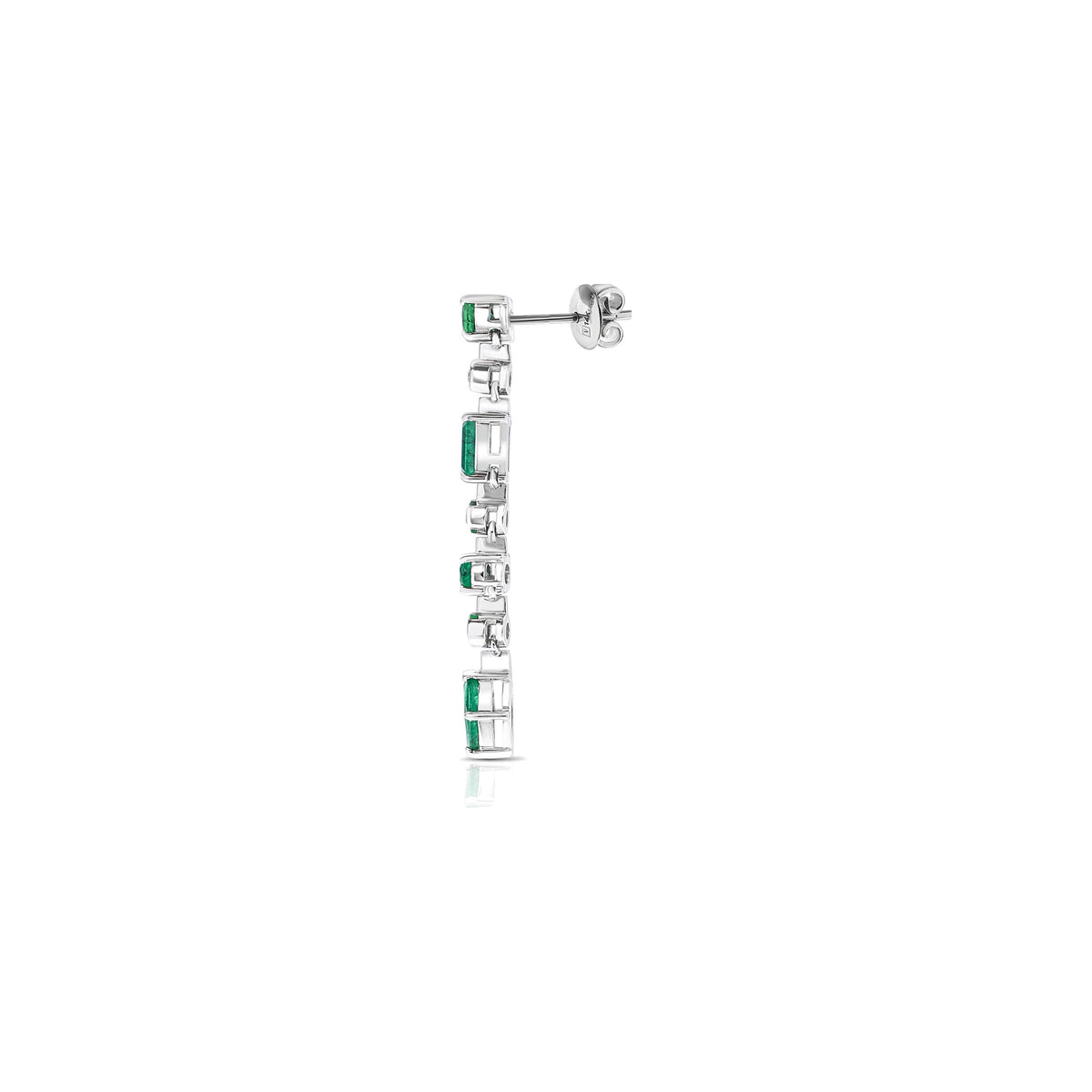 Emerald and Diamond Linear Drop Earrings
