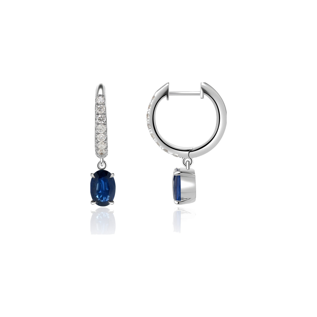 Blue Sapphire and Diamond Drop Earrings