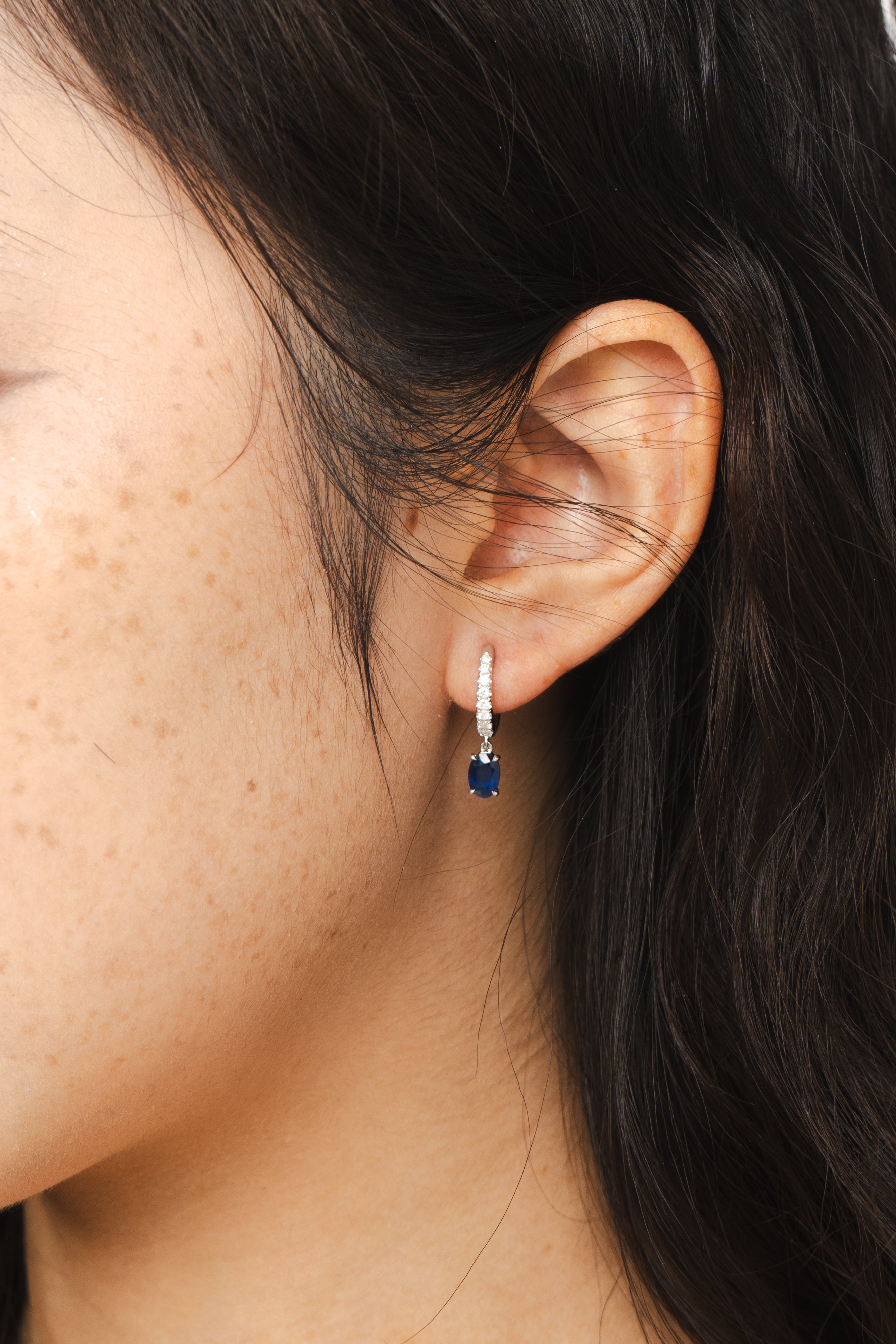 Blue Sapphire and Diamond Drop Earrings