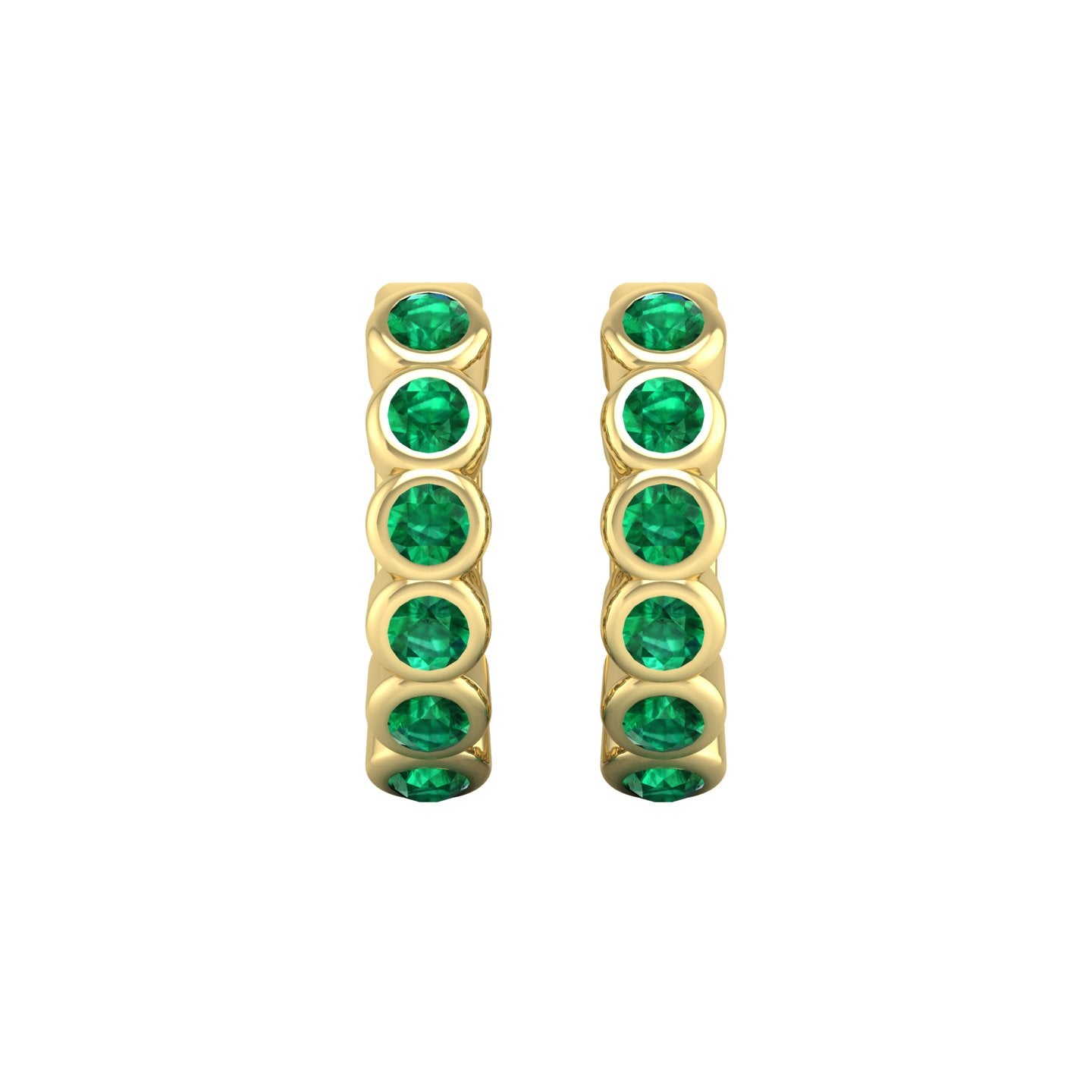 Emerald Bezel Huggie Earrings