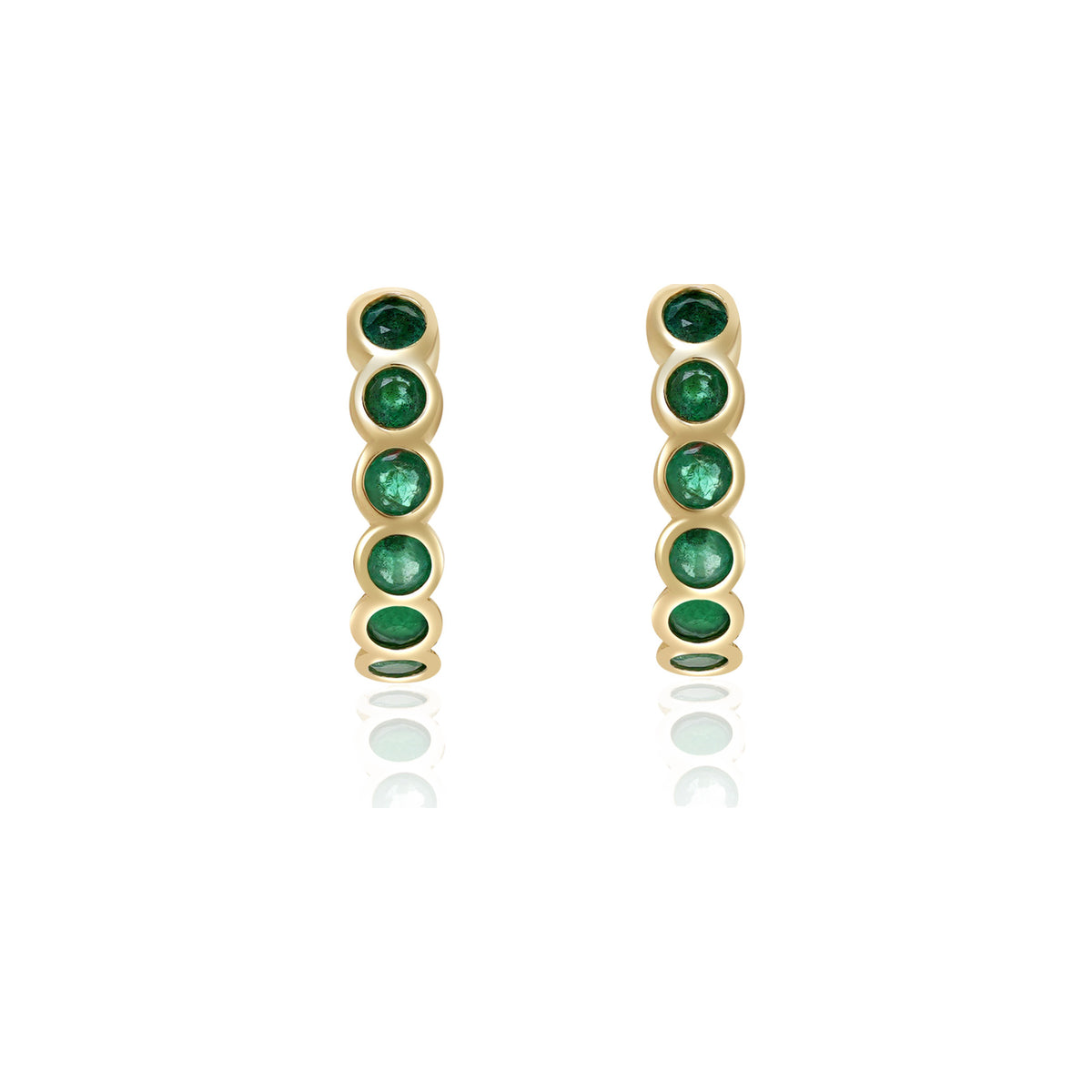 Emerald Bezel Huggie Earrings