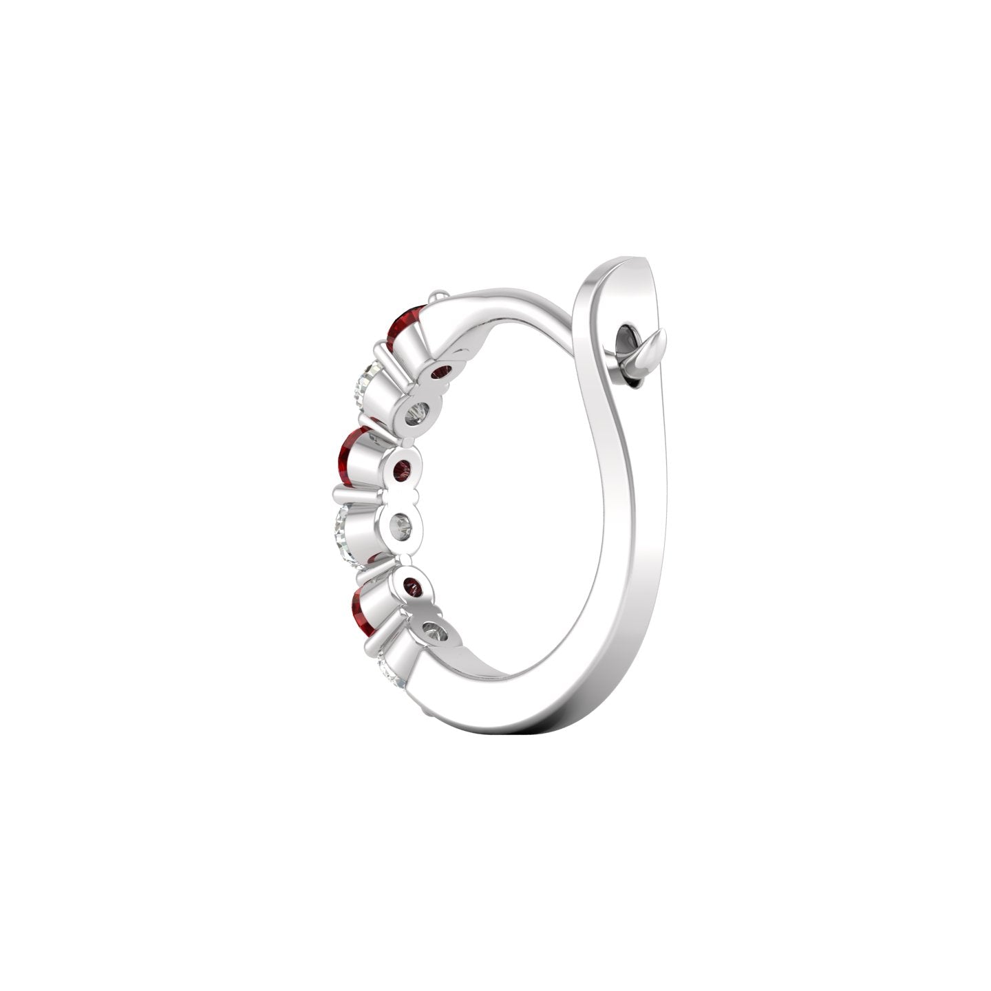 Ruby and Diamond Alternating Huggie Earrings