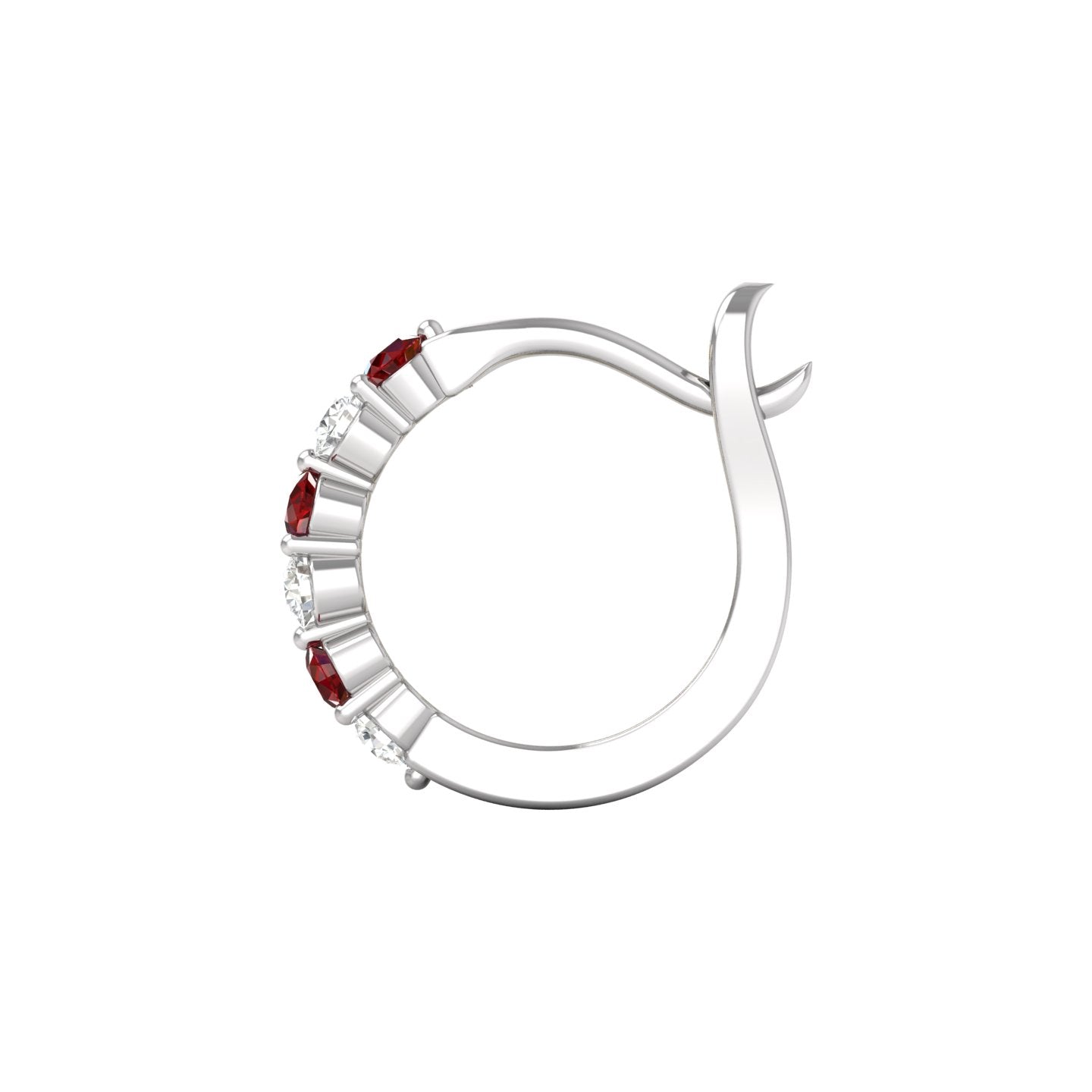 Ruby and Diamond Alternating Huggie Earrings
