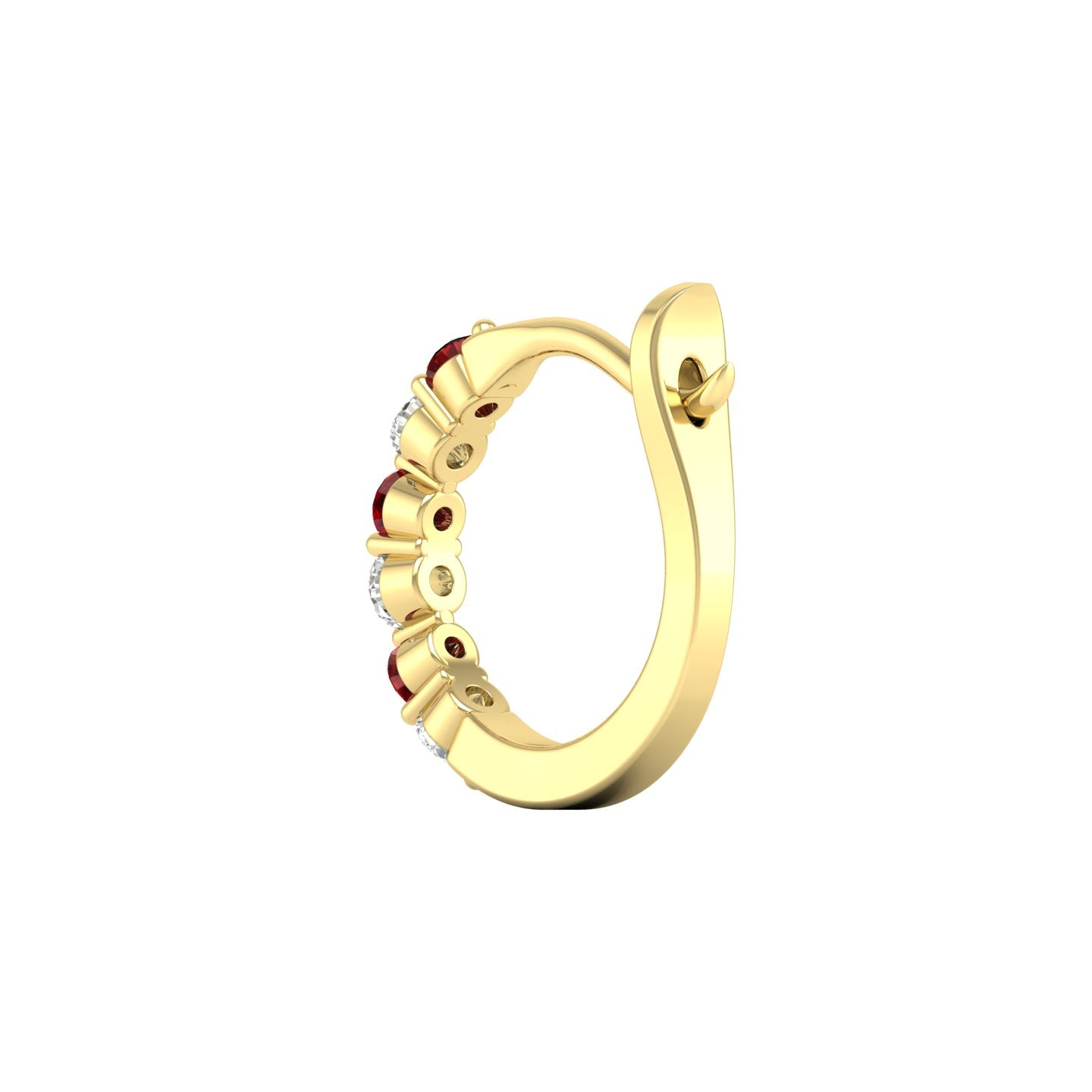 Ruby and Diamond Alternating Huggie Earrings