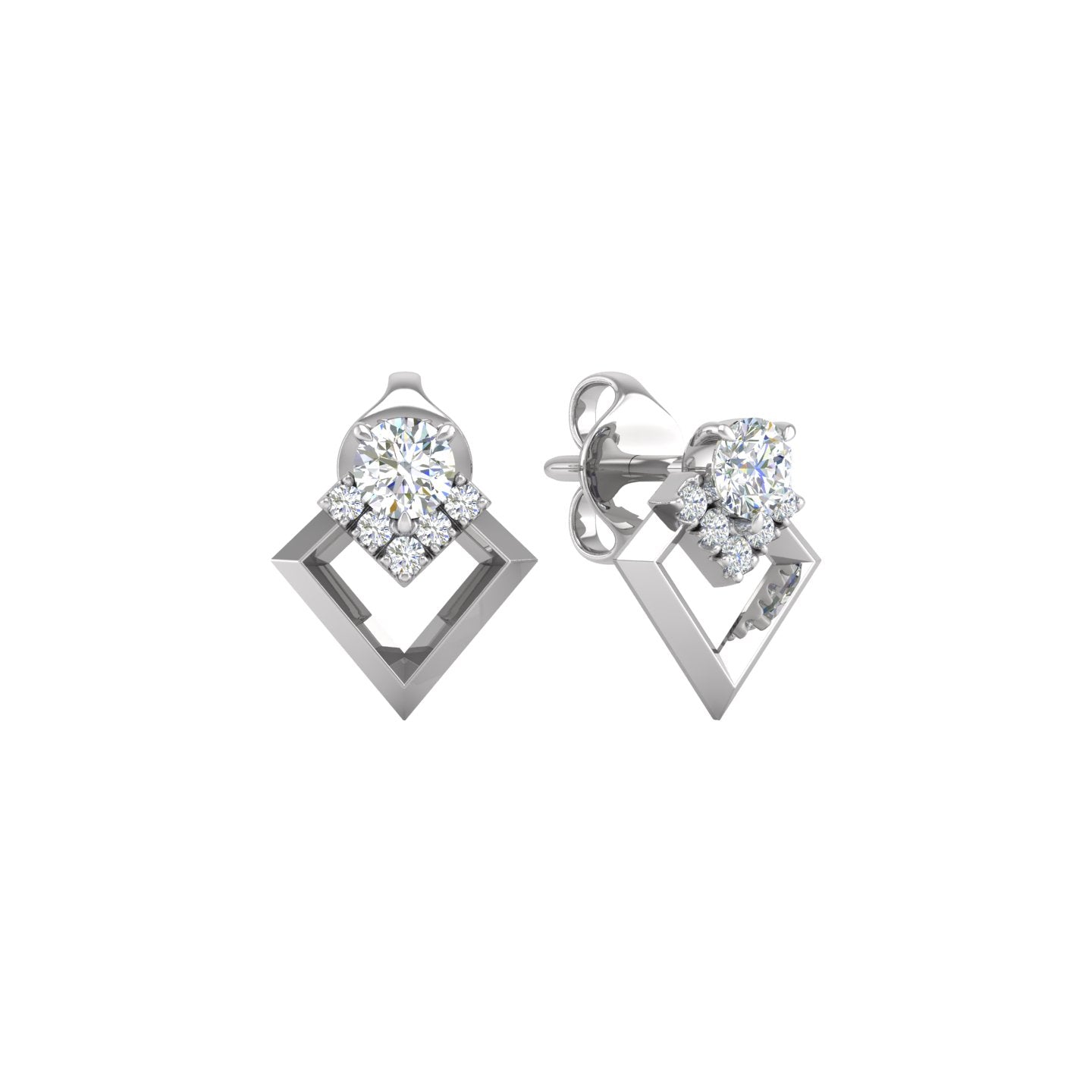 Diamond Geometric Stud Earrings