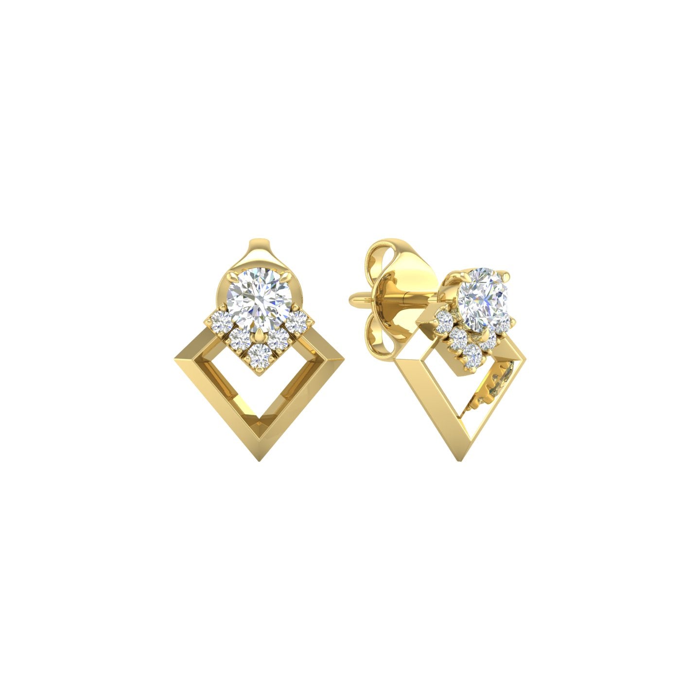 Diamond Geometric Stud Earrings