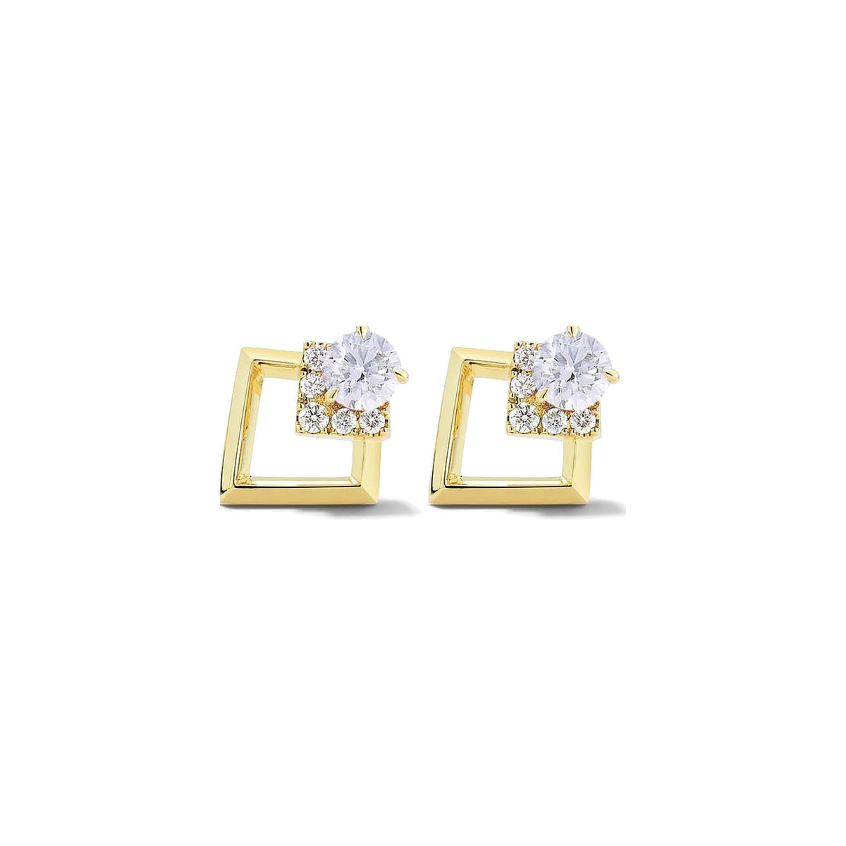 Diamond Geometric Stud Earrings