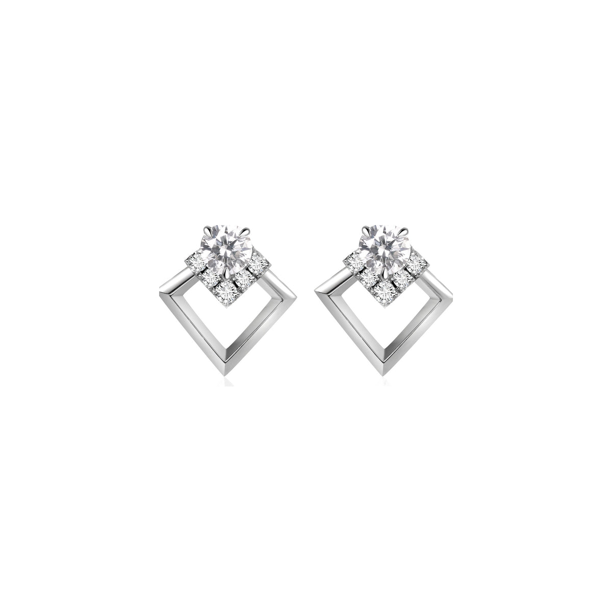 Diamond Geometric Stud Earrings