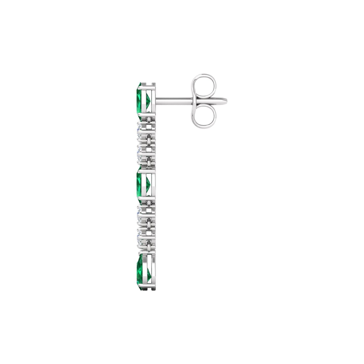 Emerald and Diamond Linear Drop Earrings