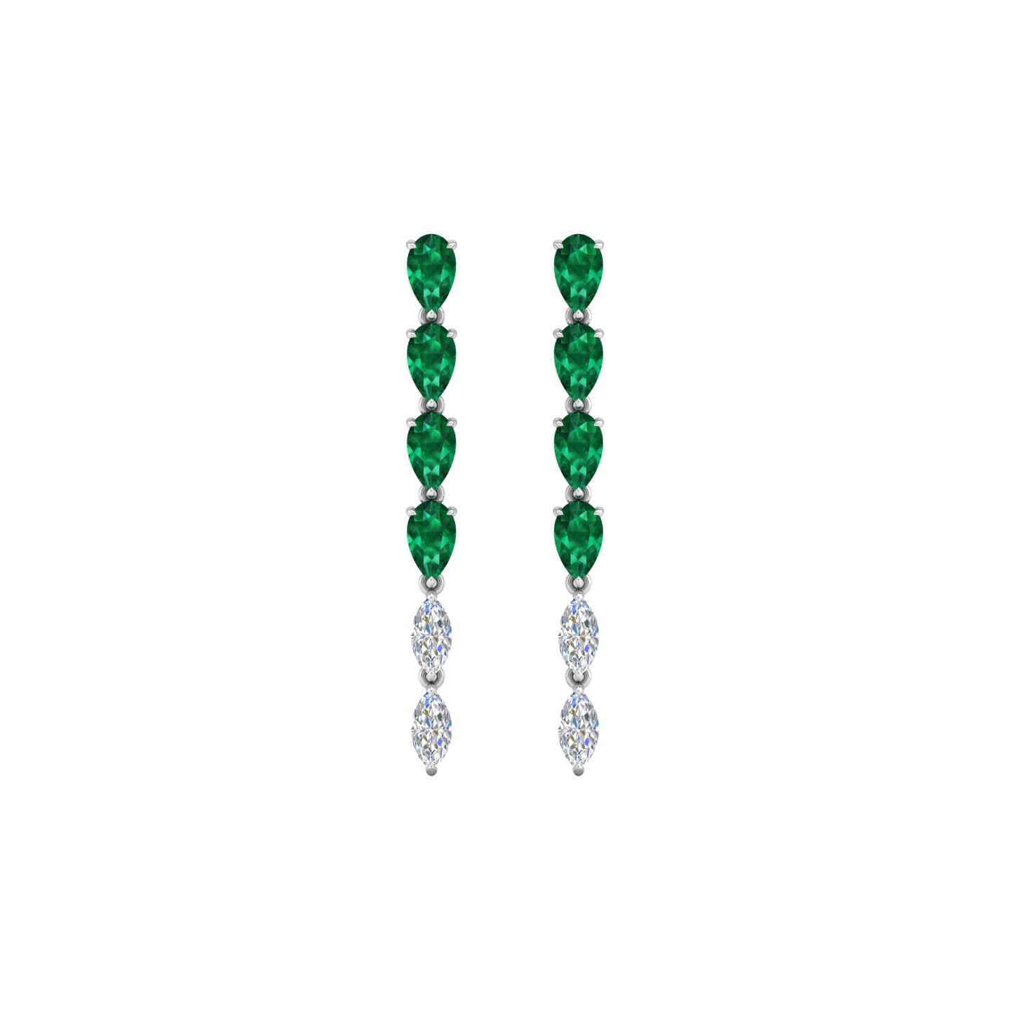 Emerald and Diamond Linear Drop Earrings - Main Image