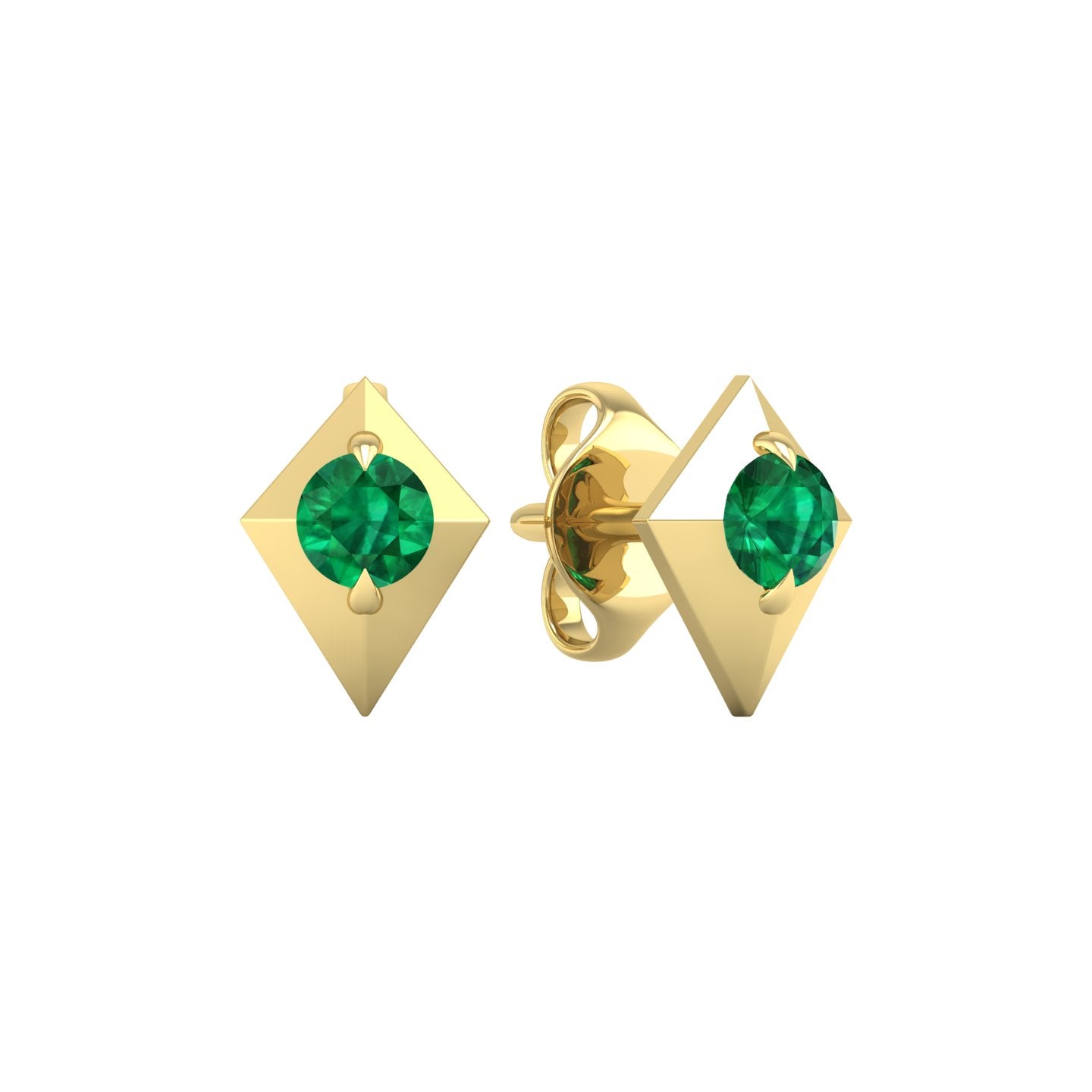 Emerald Geometric Stud Earrings