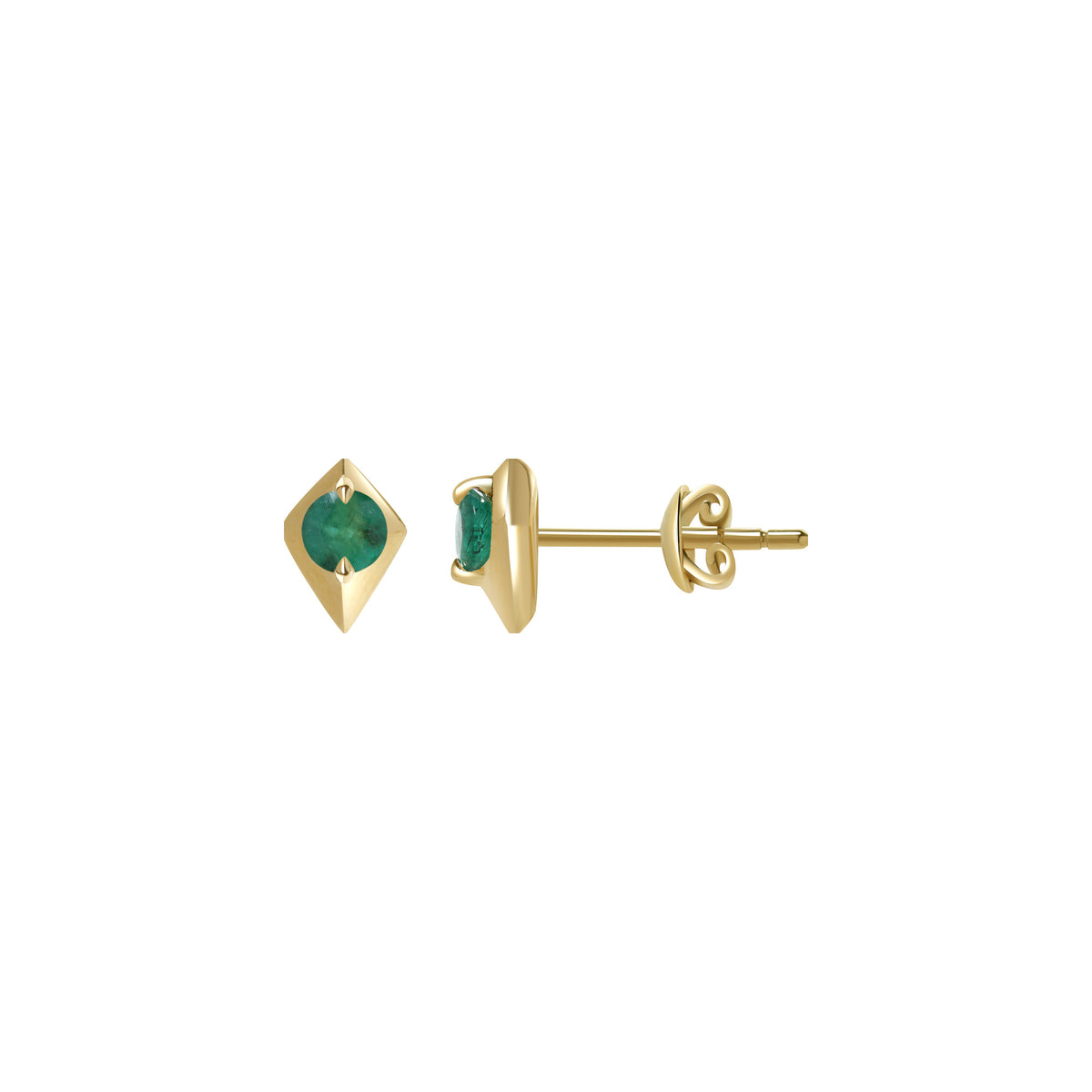 Emerald Geometric Stud Earrings