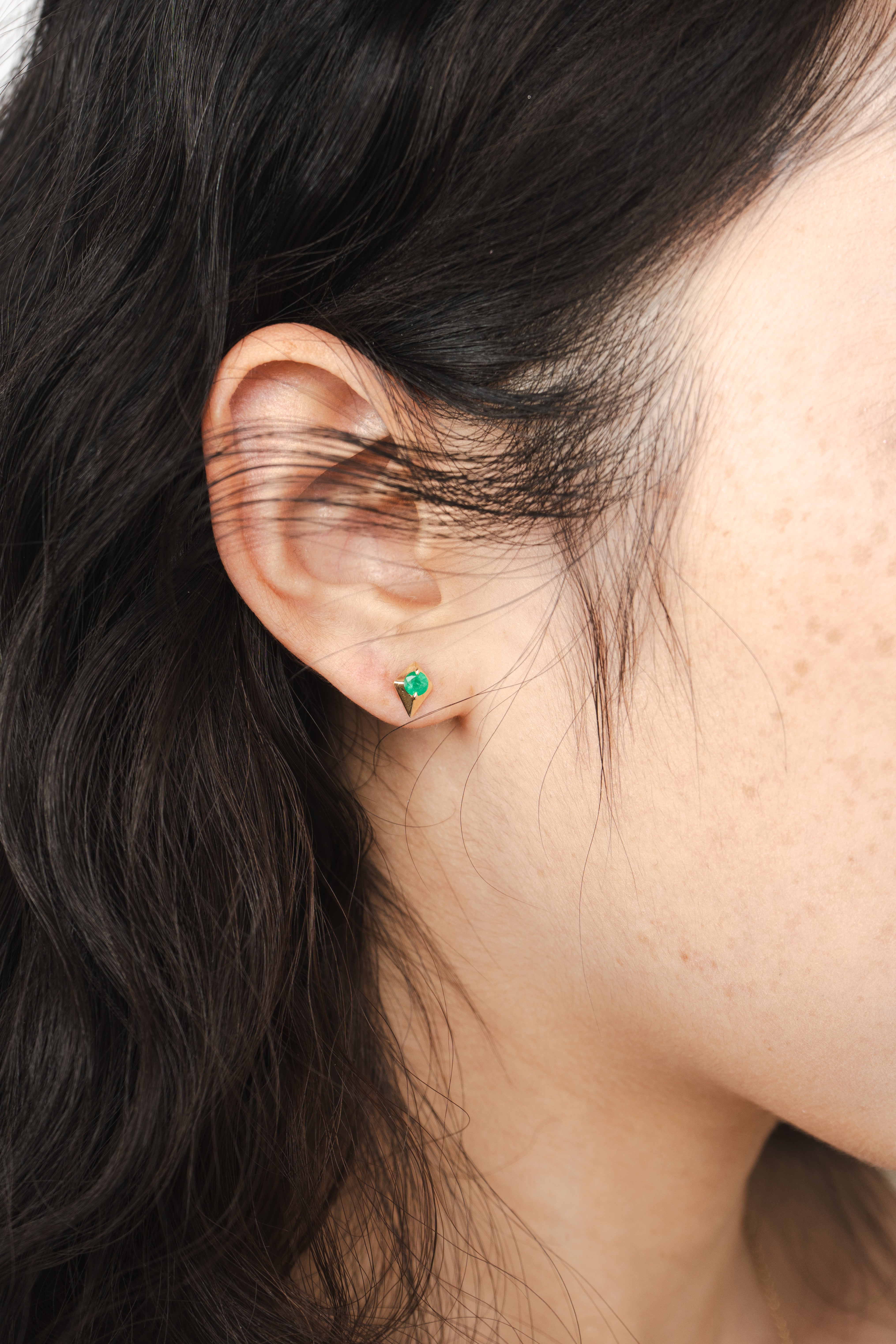Emerald Geometric Stud Earrings