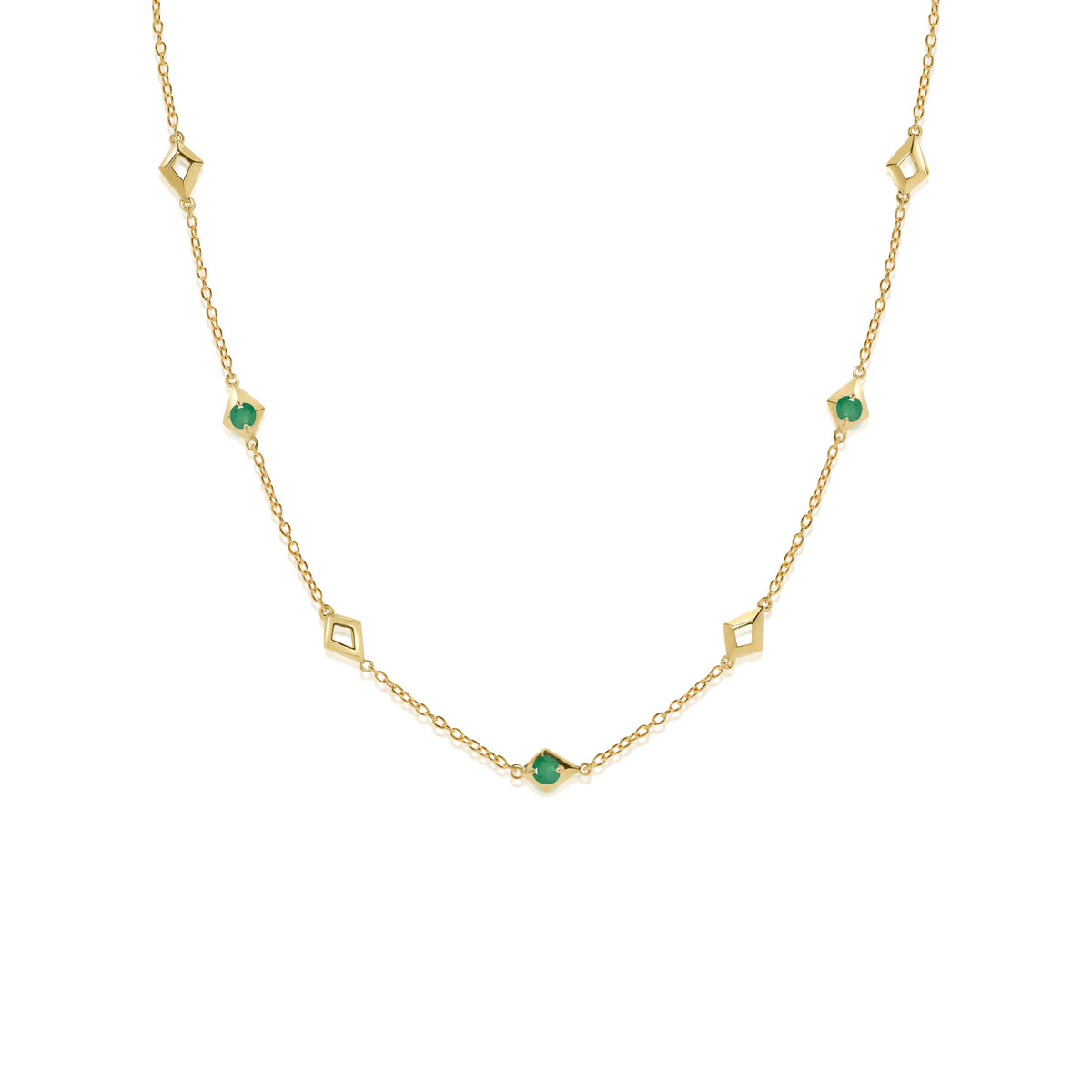 Emerald Station Chain Necklace