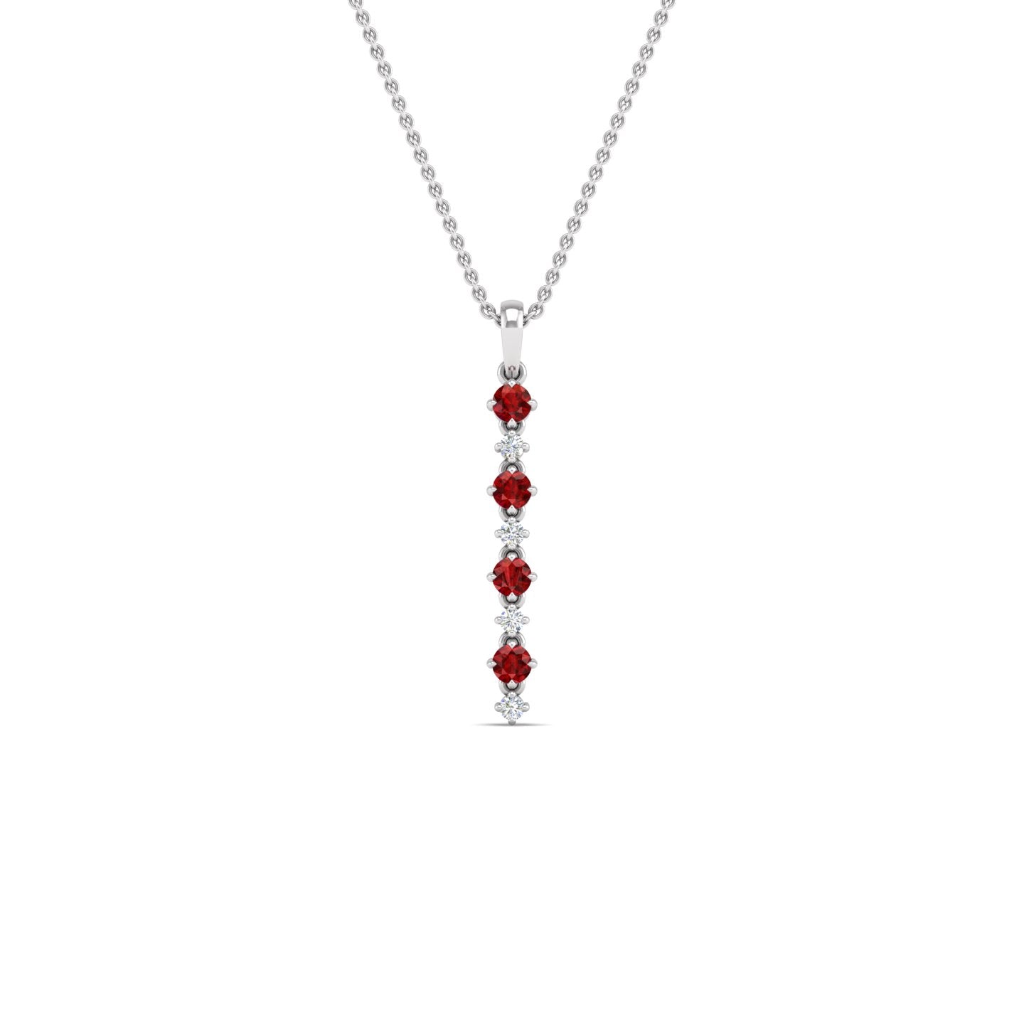 Ruby and Diamond Alternating Vertical Pendant