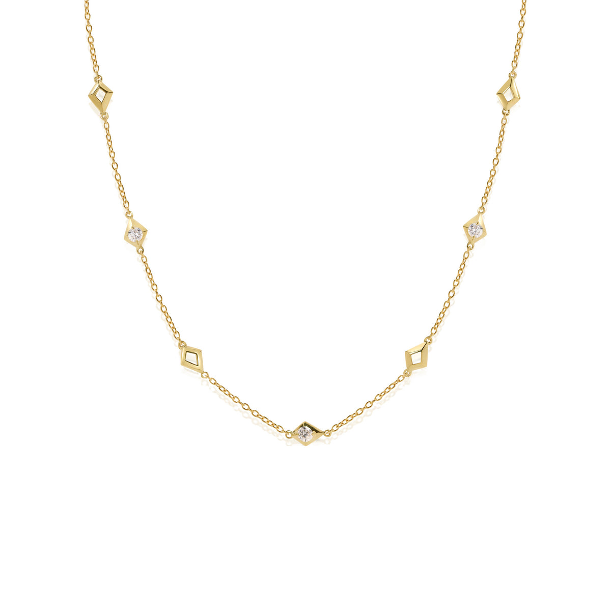 Diamond Station Chain Necklace