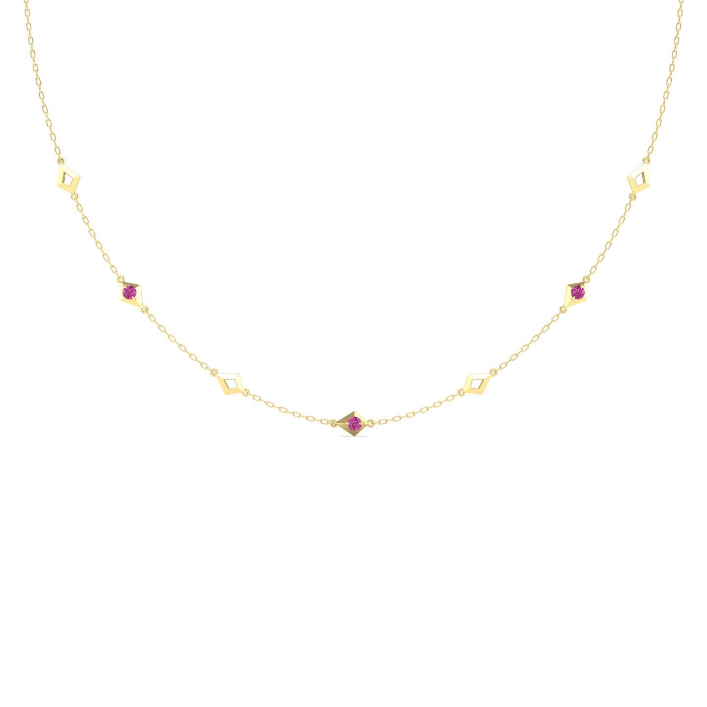 Pink Sapphire Station Chain Necklace