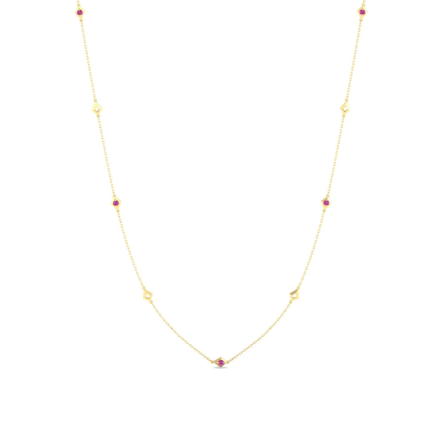 Pink Sapphire Station Chain Necklace