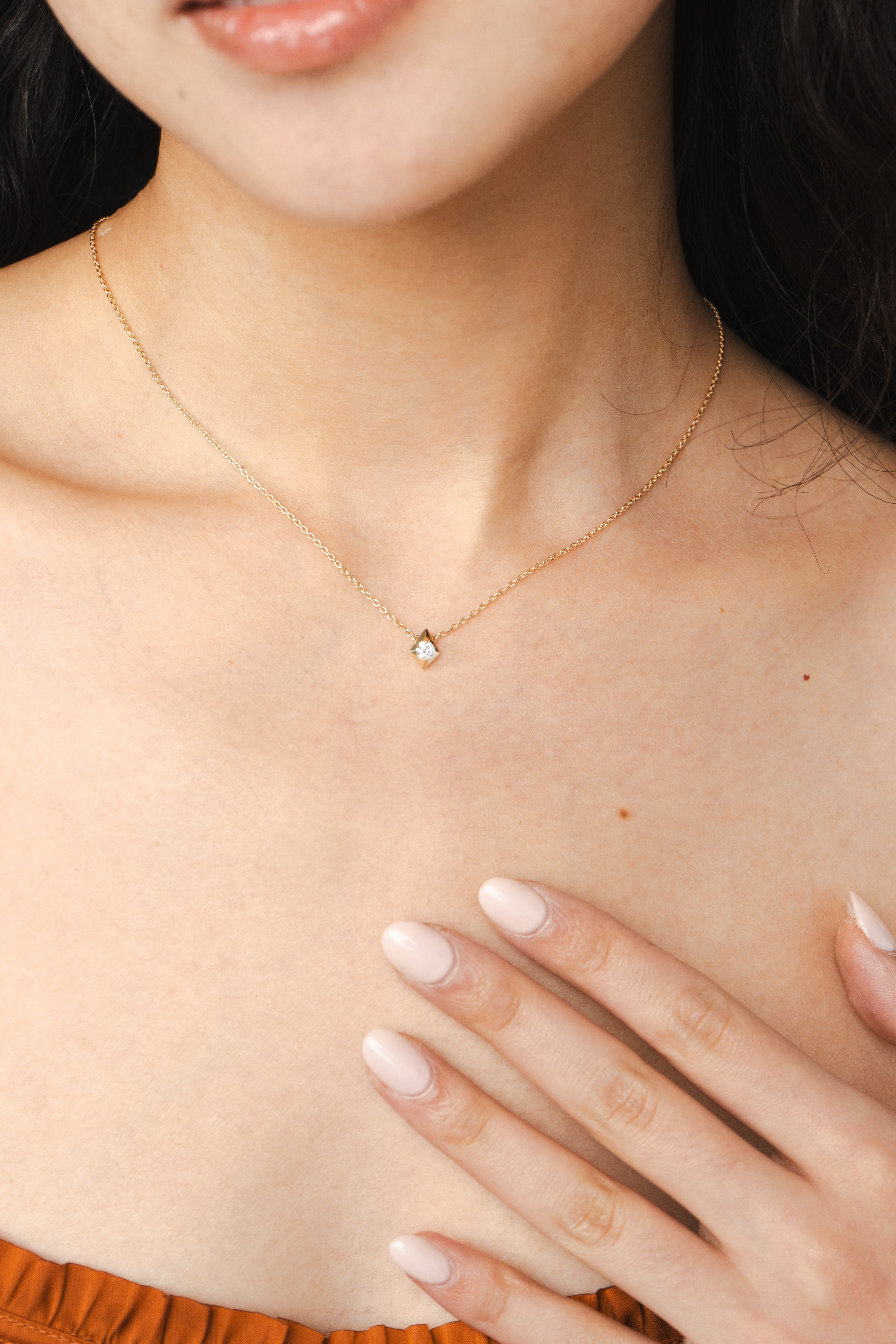 Diamond Geometric Pendant Necklace