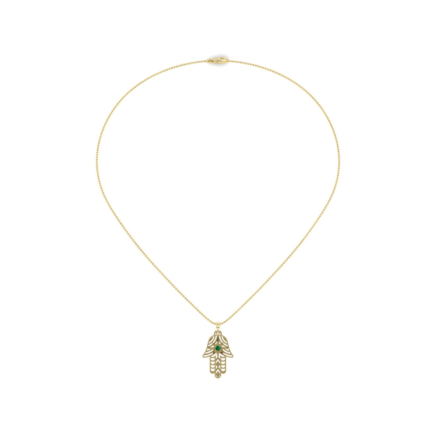 Emerald Hamza Necklace