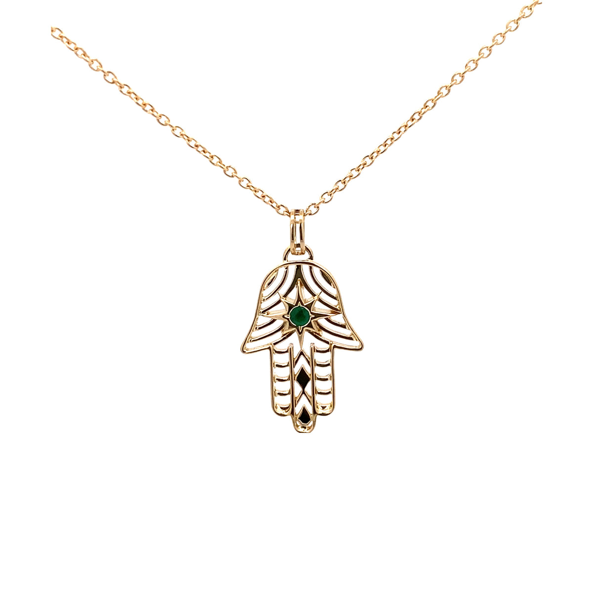 Emerald Hamza Necklace