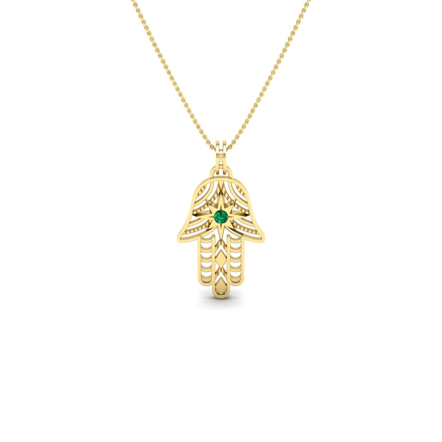 Emerald Hamza Necklace