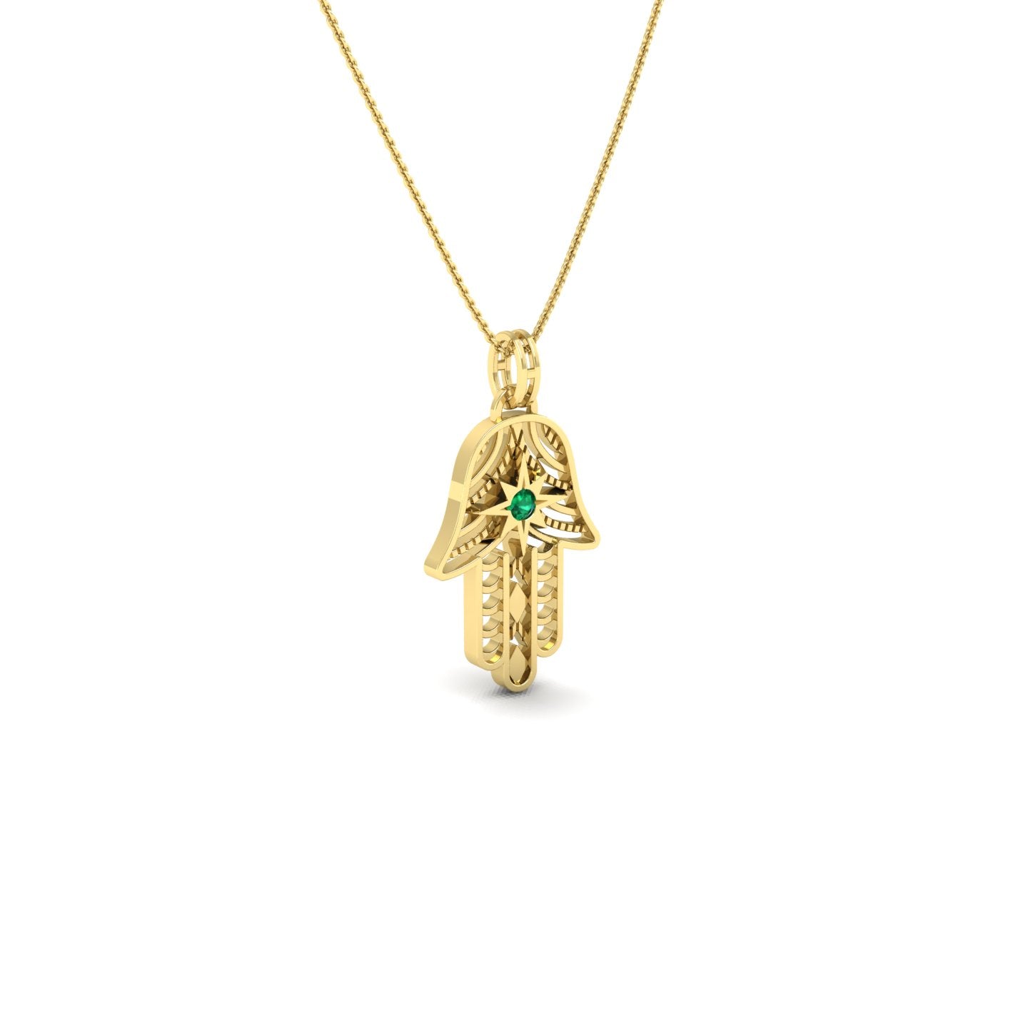 Emerald Hamza Necklace