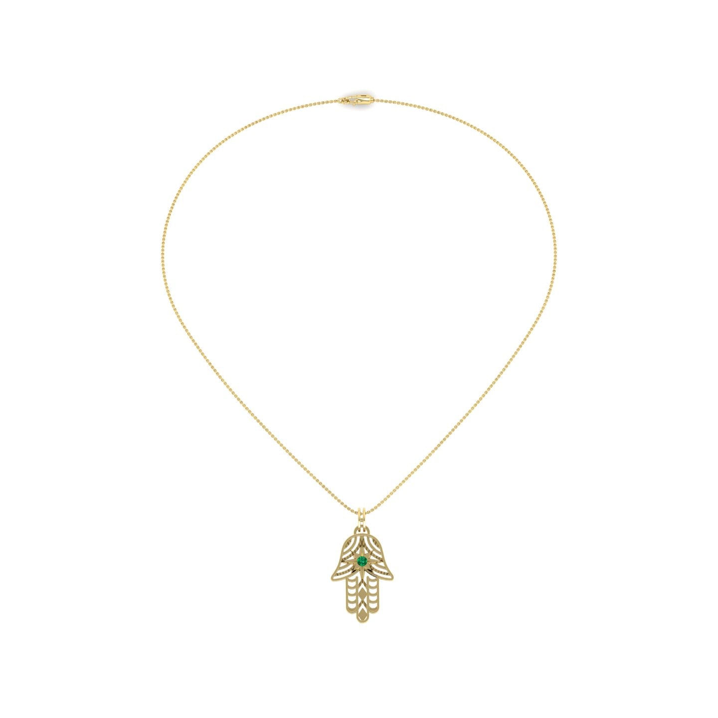 Emerald Hamza Necklace