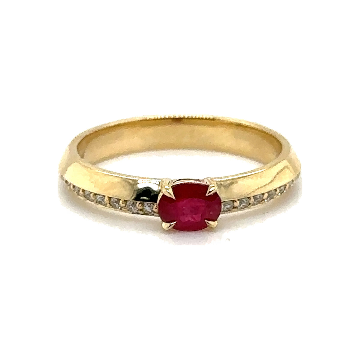 Ruby and Diamond Solitaire Ring