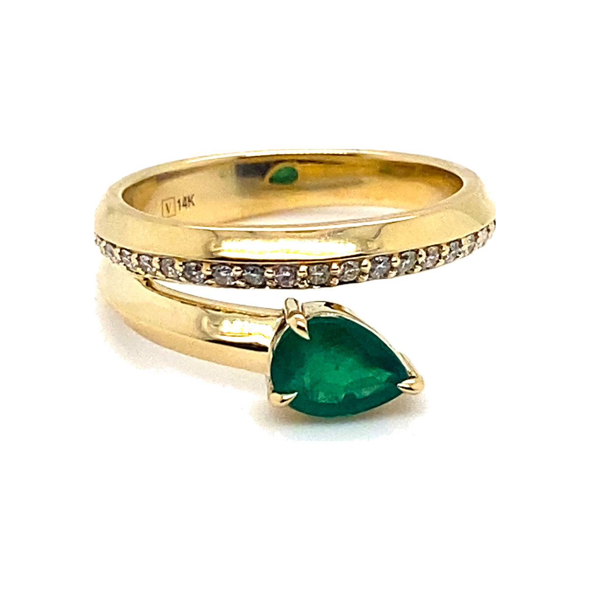 Emerald and Diamond Coil Ring