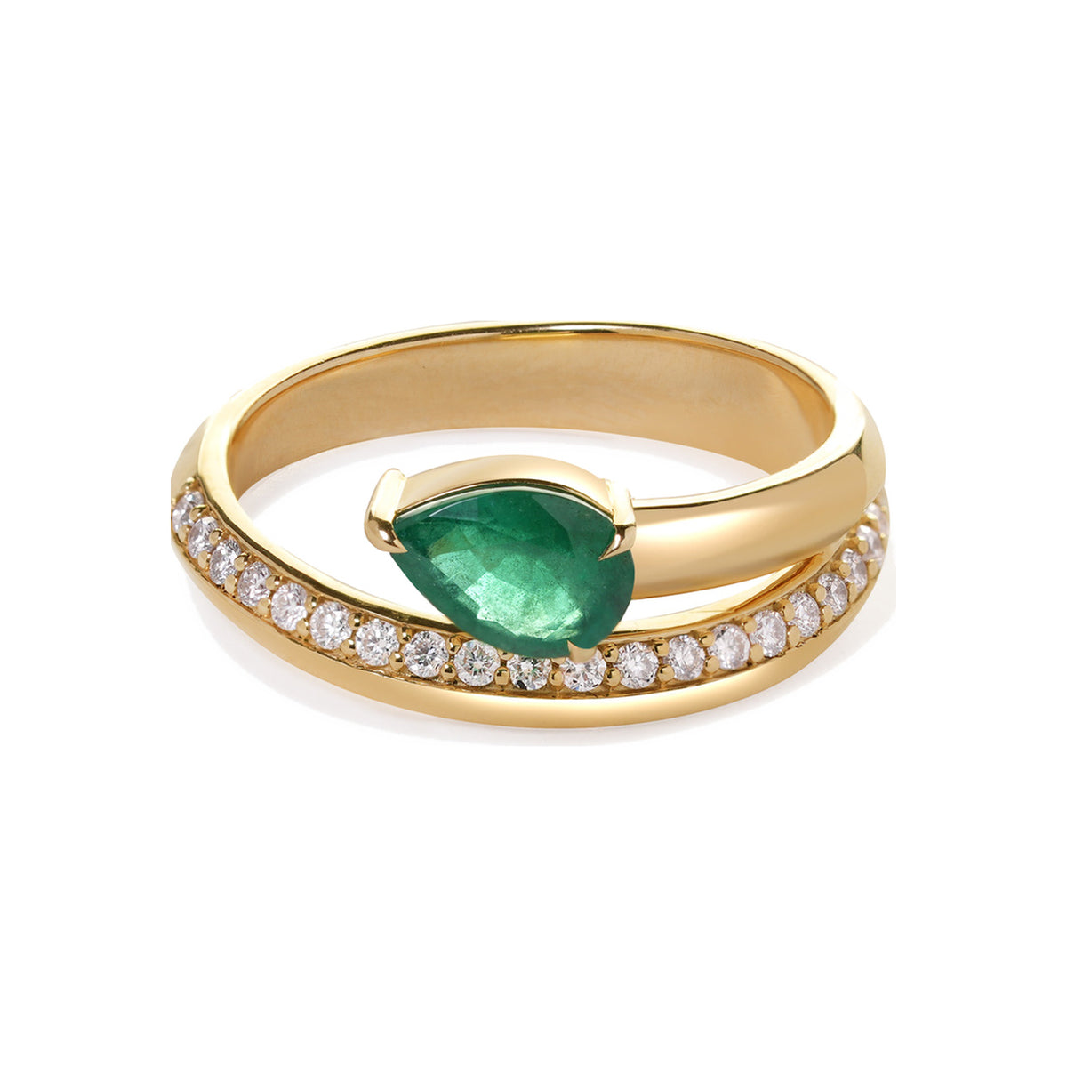 Emerald and Diamond Coil Ring