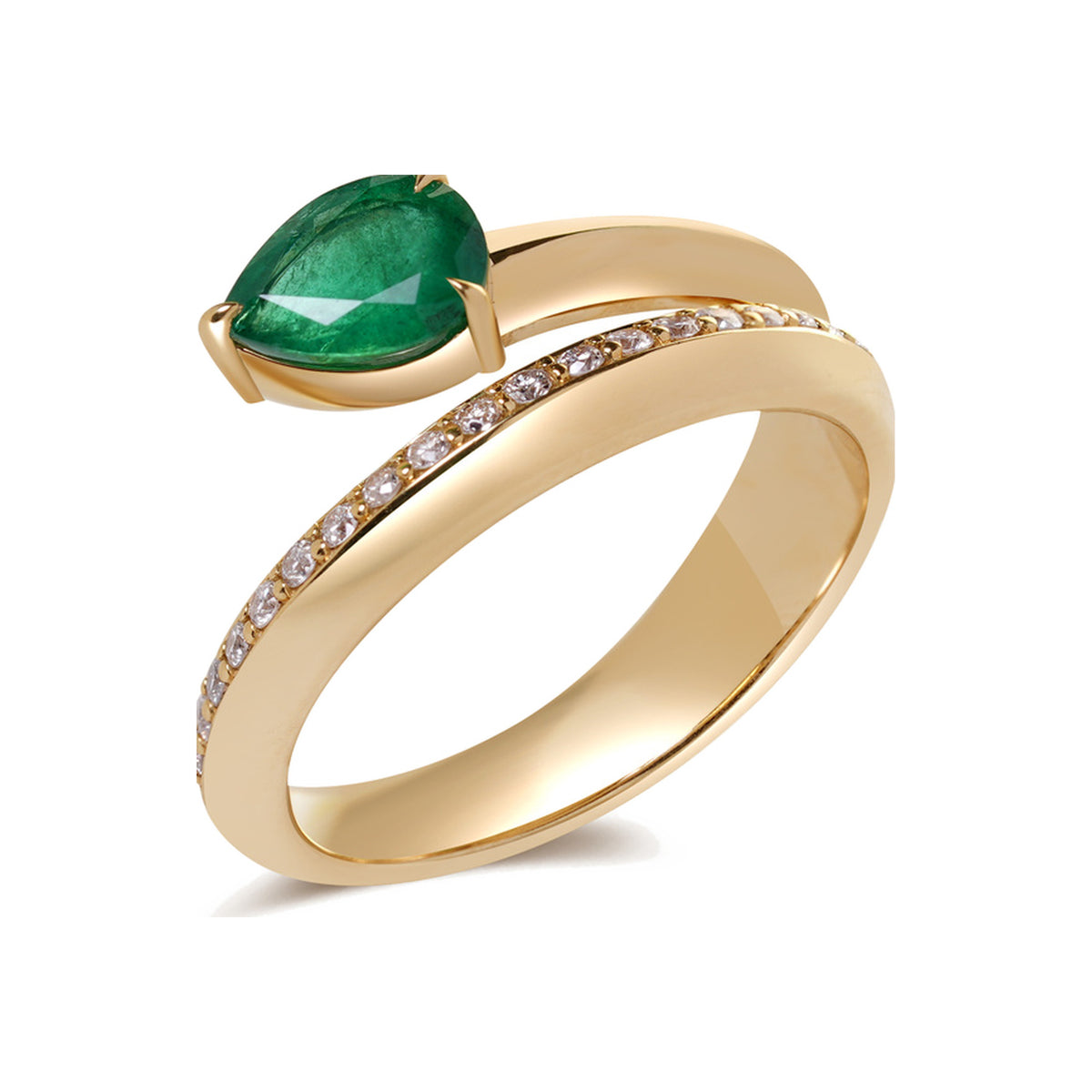 Emerald and Diamond Coil Ring